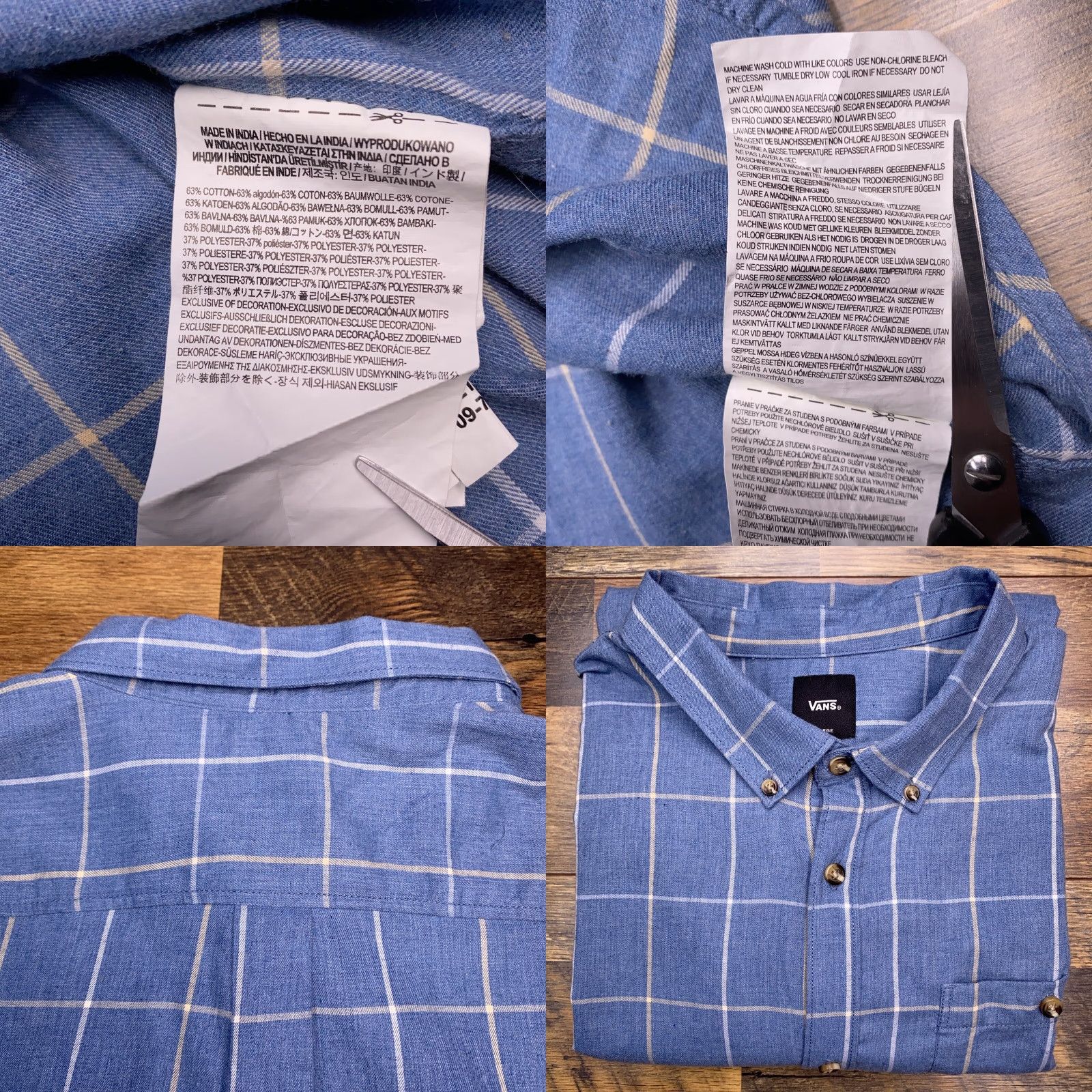 Vans Vans Shirt Mens XL Blue Plaid Button Up Size US XL / EU 56 / 4 - 8 Thumbnail
