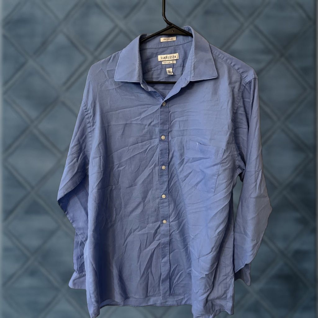 Van Heusen Van Heusen Shirt Mens Size 16.5 Blue Pin Cord Long Sleeve Button Up Cotton Blend Size US L / EU 52-54 / 3 - 1 Thumbnail