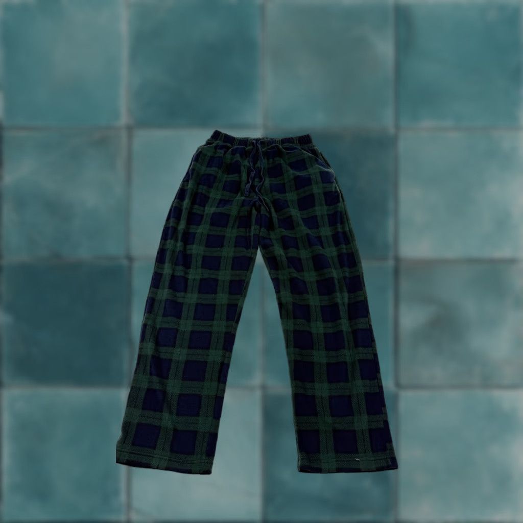 Nautica Nautica Sleepwear Pants Mens Medium Green Blue Plaid Fleece Lounge Pajama Cozy Size US 31 - 1 Thumbnail