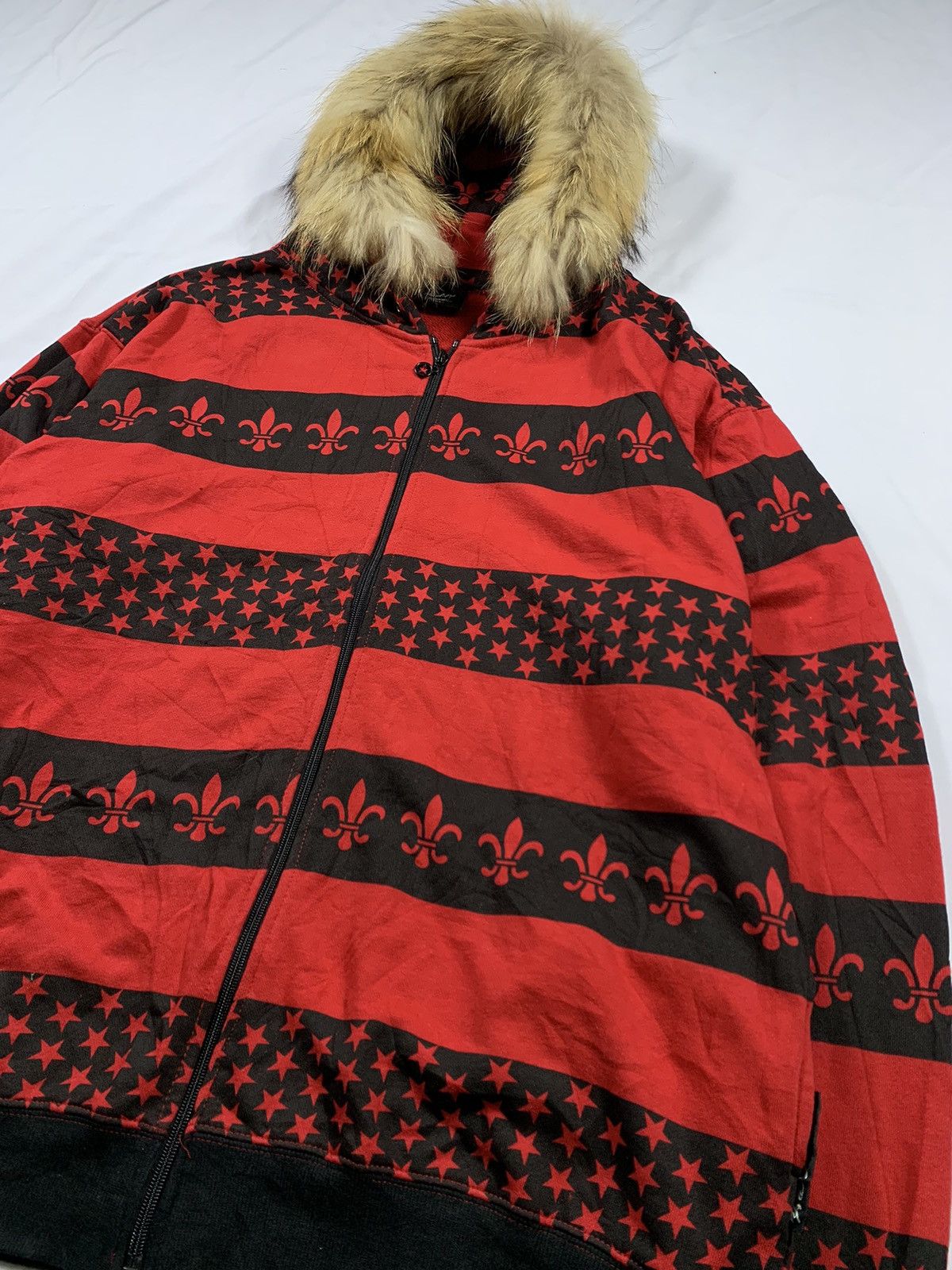 14th Addiction × If Six Was Nine × KMRii Japanese Rank Up Stripe Star Zip Fur Hoodie Size US XXL / EU 58 / 5 - 2 Thumbnail