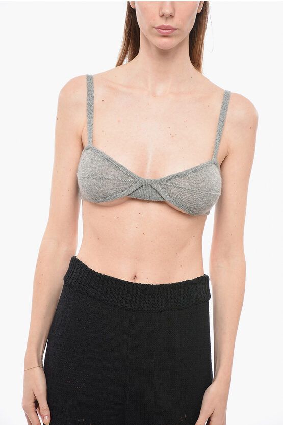 image of Khaite Cashmere Eda Soft Bralette Top in Grey, Women's (Size Medium)