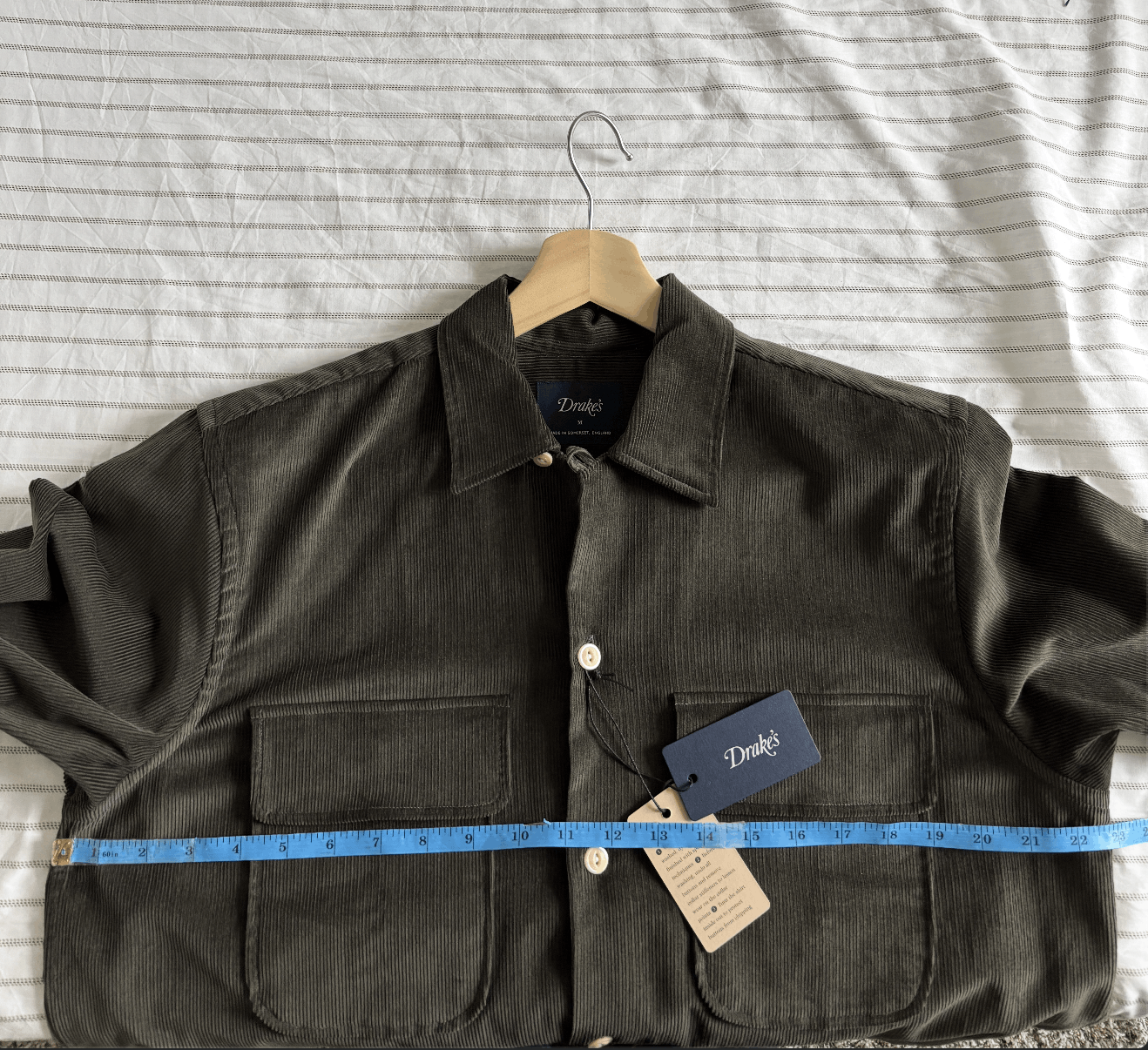 Drake's Drakes Khaki Corduroy Camp Collar Long Sleeve Shirt - Medium Size US M / EU 48-50 / 2 - 8 Thumbnail