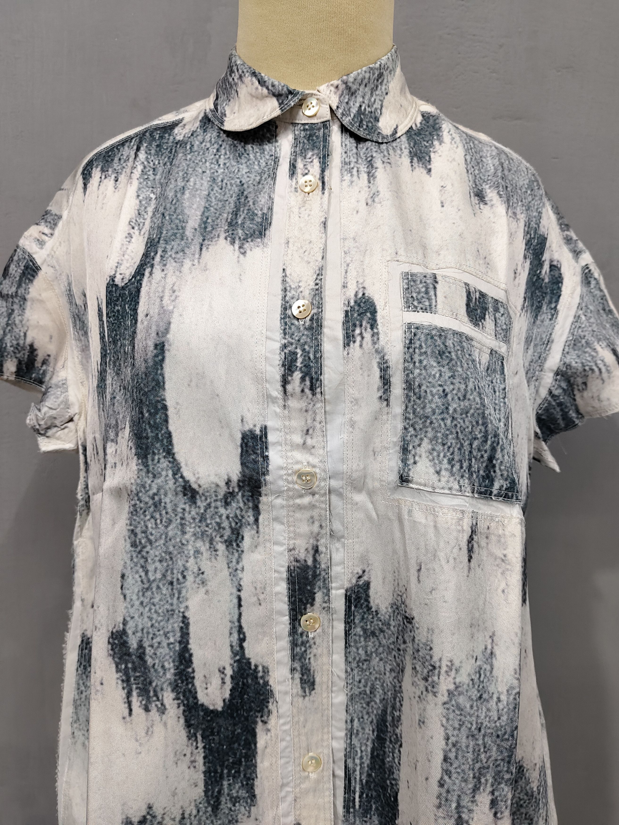 Acne Studios SS14 Acne Studios- Abstract Rogue Silk Patch Panel Shirt Size M / US 6-8 / IT 42-44 - 2 Thumbnail