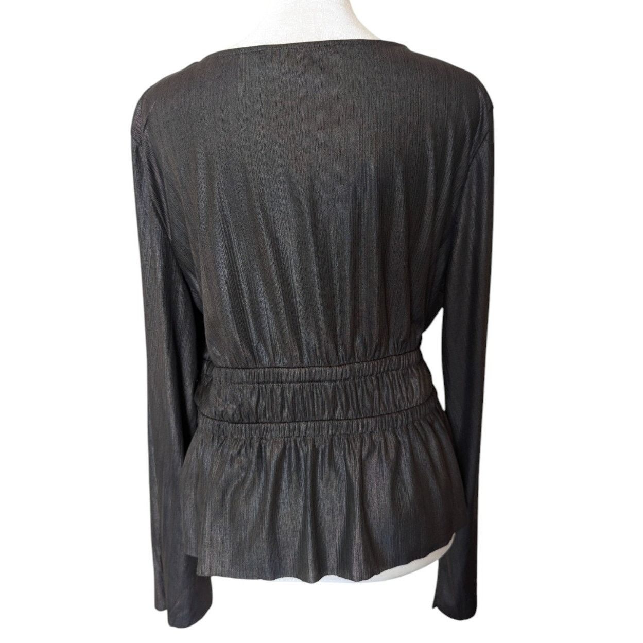 Andrew Marc Andrew Marc New York Charcoal Iridescent Silver Peplum Top Size US XXL / EU 58 / 5 - 4 Thumbnail