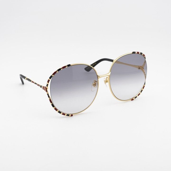 Gucci Gucci GG0595S 006 Sunglasses Gold Round Frame, Grey Gradient Size ONE SIZE - 5 Thumbnail