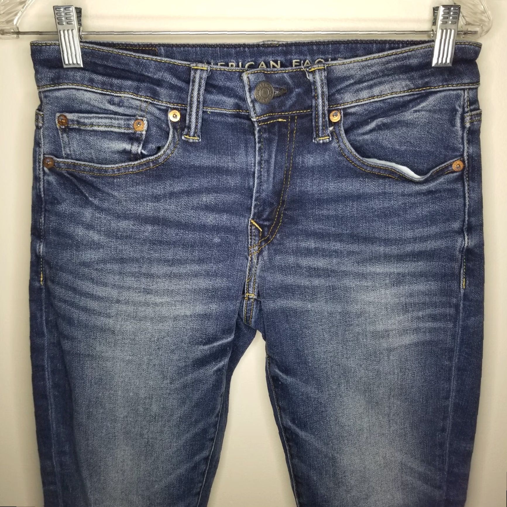 American Eagle Outfitters American Eagle Airflex Skinny Jeans 28x28 Womens Blue Size 28" / US 6 / IT 42 - 2 Thumbnail