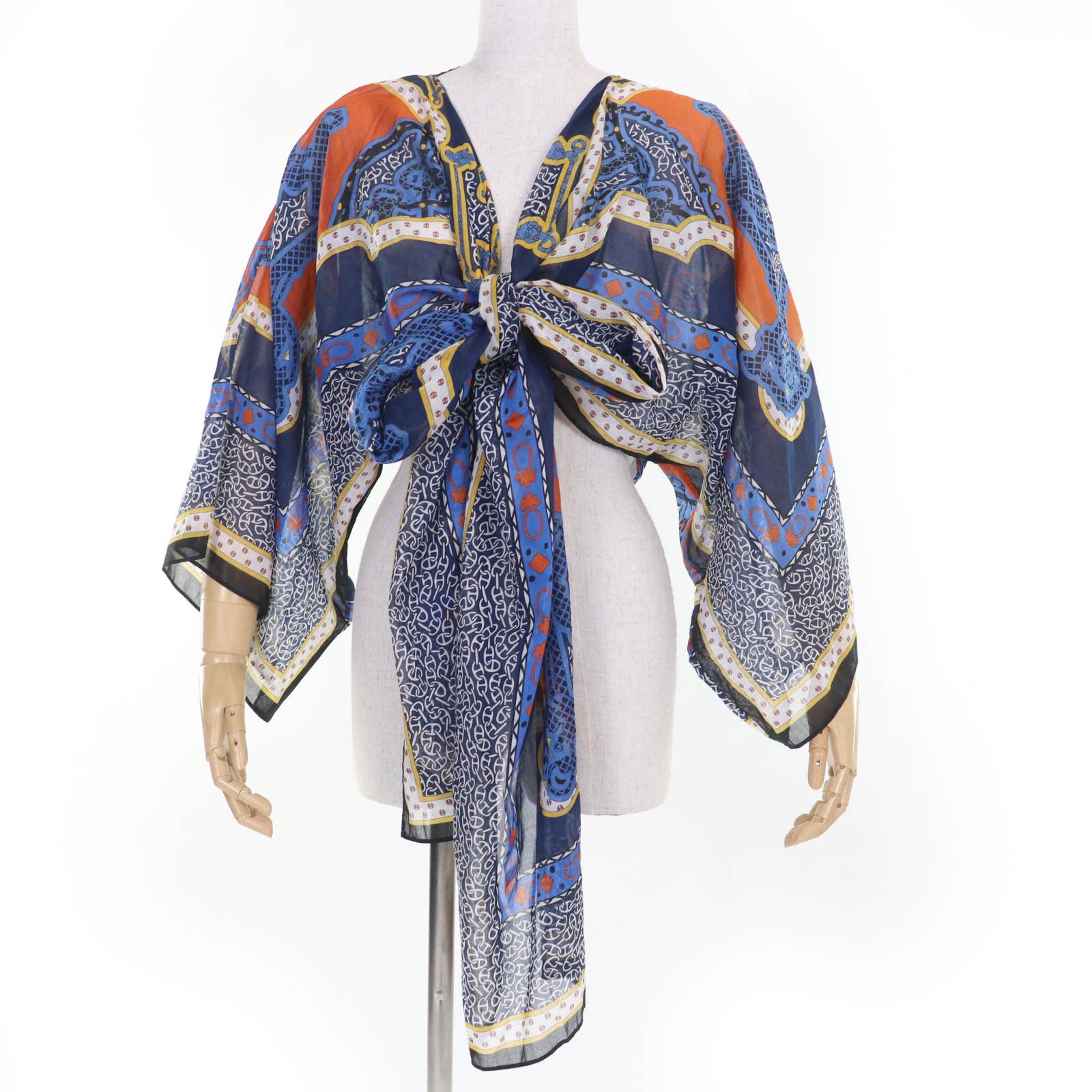 Hermes Hermes Mors et Gourmettes Chaine d'Ancre Beach Blouse Silk Top Cotton Tops DUTY FREE for USA