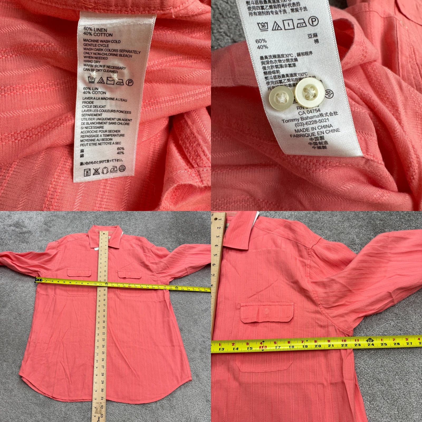 Tommy Bahama Tommy Bahama Shirt Mens Large Pink Button-Down Linen Cotton Vintage? No (NWOT) Size US L / EU 52-54 / 3 - 8 Thumbnail