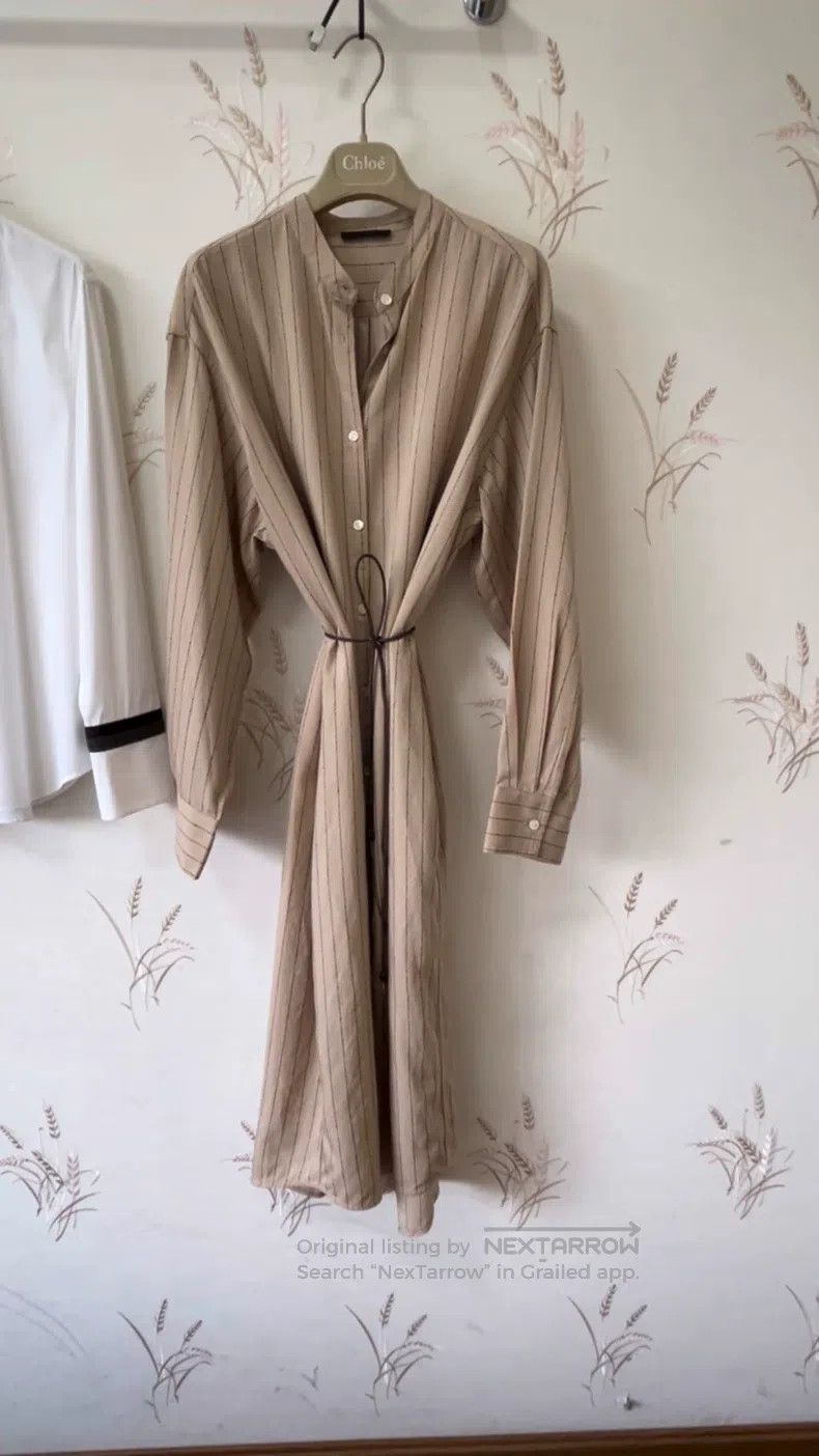 The Row The Row Minimalist Beige Striped Shirt Dress Size M / US 6-8 / IT 42-44 - 1 Thumbnail