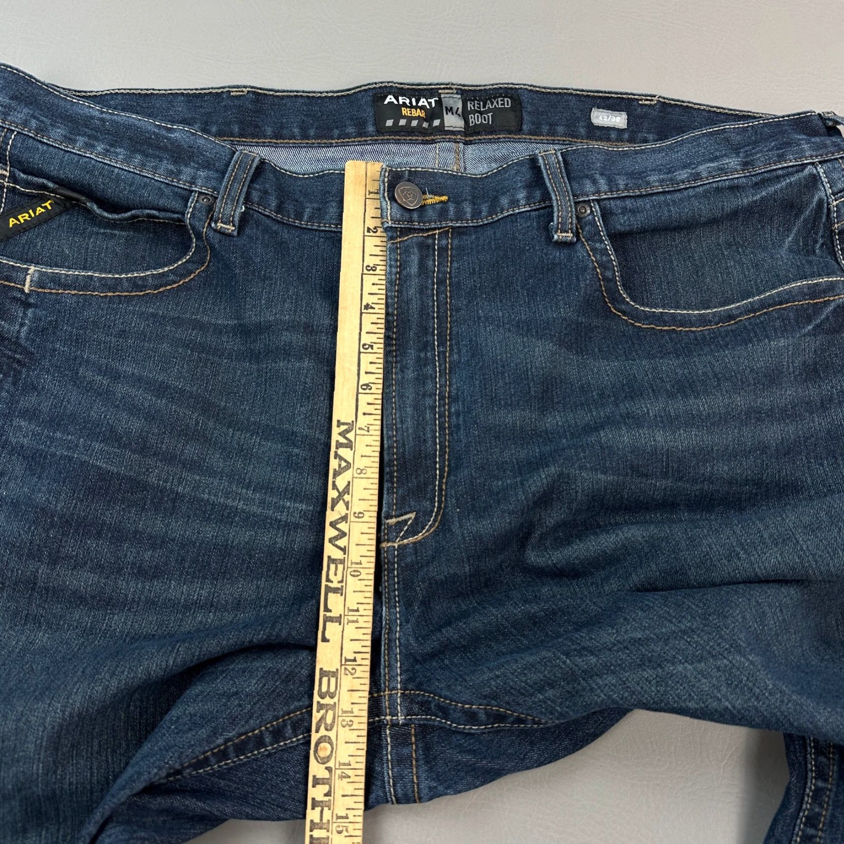 Ariat Ariat Rebar M4 Jeans Mens 42x29 Dark Wash Denim Relaxed Bootcut Work Wear Size US 42 / EU 58 - 7 Thumbnail