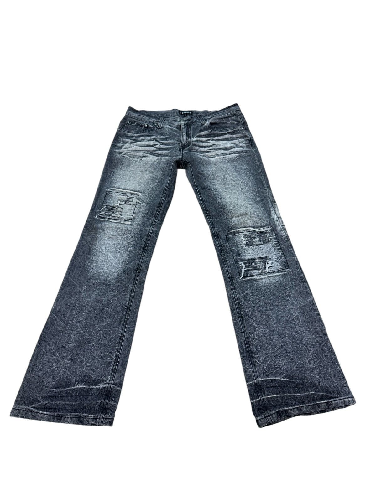 LOWBOX LOW BOX DISTRESSED PATCHWORK FLARE JEANS Size US 33 - 2 Thumbnail