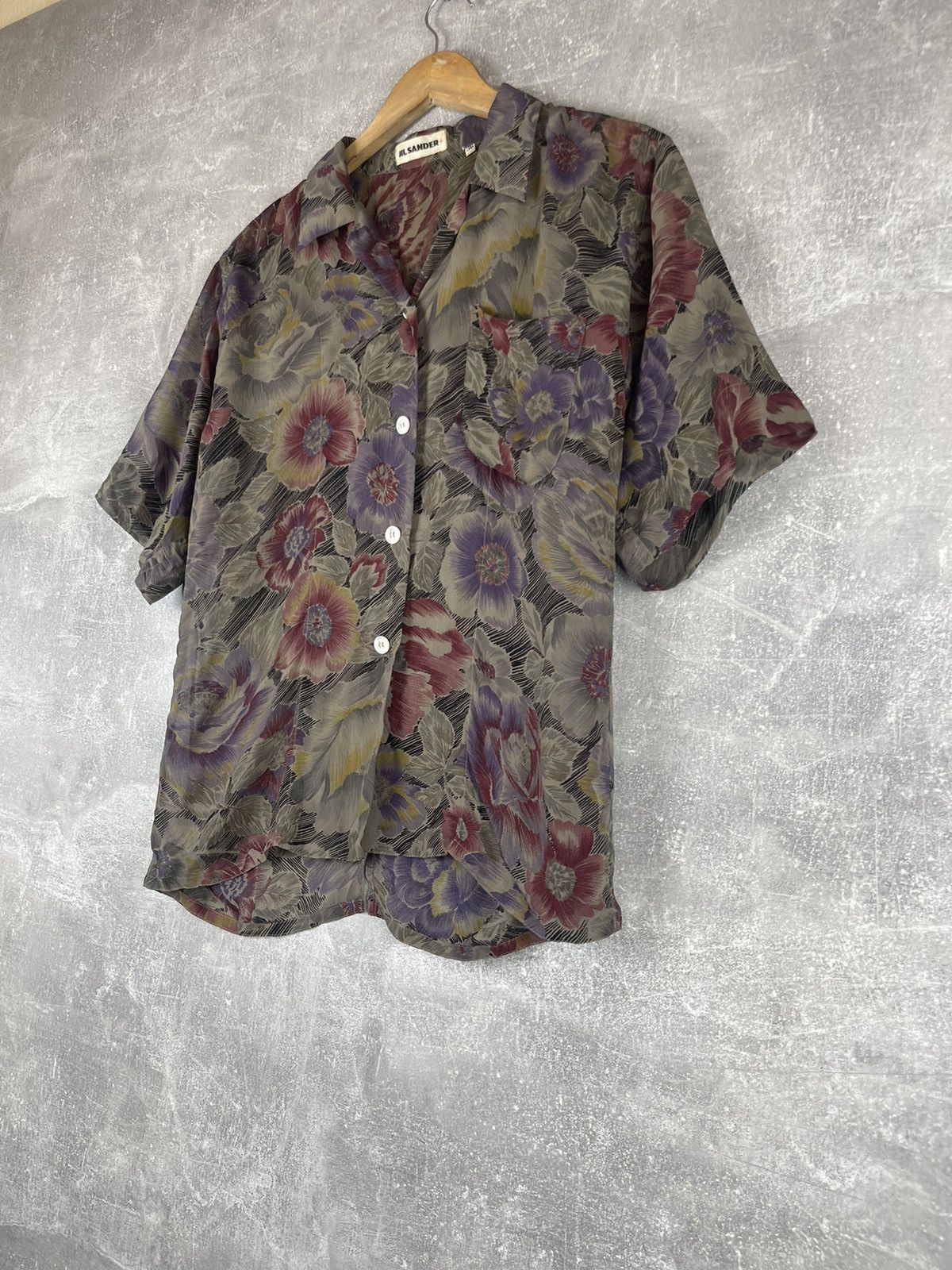 Jil Sander Jil Sander+ Floral Silk Short Sleeve Vintage Boxy Shirt Size XS / US 0-2 / IT 36-38 - 2 Thumbnail