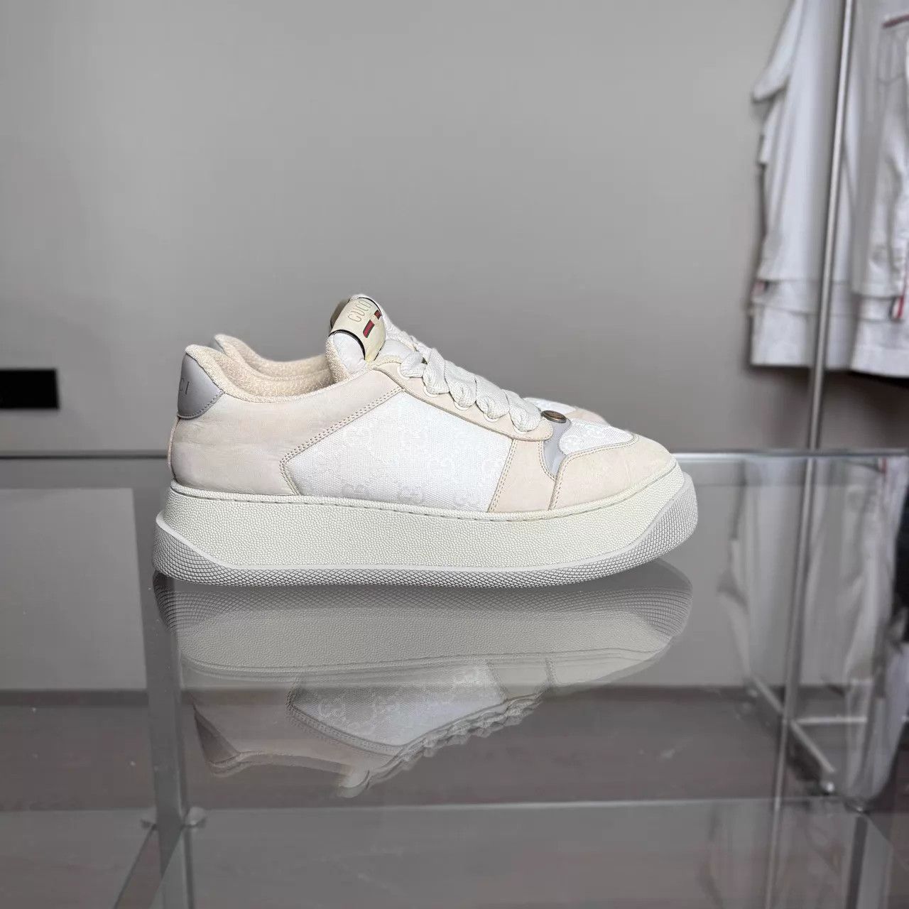 Gucci Gucci Gray & White Puffy Sneaker UK9.5 (43.5) Size US 10.5 / EU 43-44 - 3 Thumbnail
