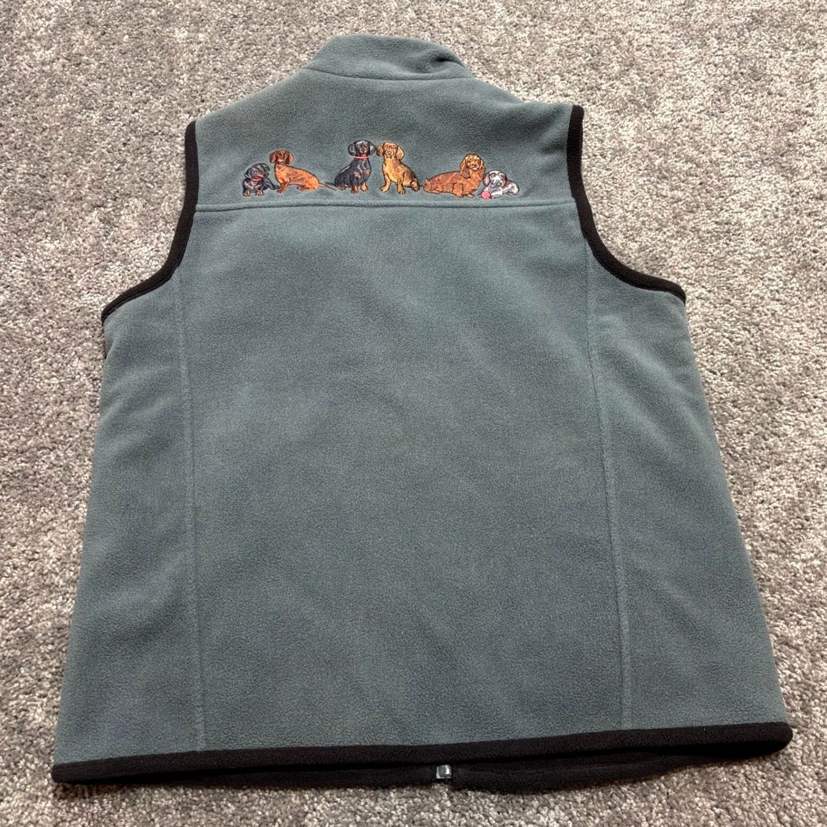 Vintage Dog Mom Vest Womens Medium Blue Black Reversible Embroidered Zip Pockets Charms Vest Women M Blue Embroidered Reversible Puppy Dog Theme Charms Size M / US 6-8 / IT 42-44 - 4 Thumbnail