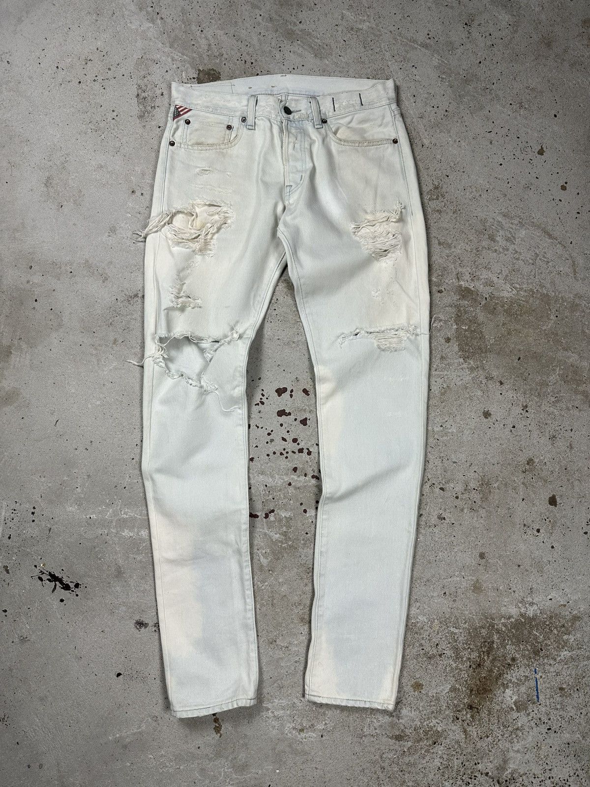 Polo Ralph Lauren × Vintage Vintage Y2K Ralph Lauren Distressed Bleached Denim Pants Size US 31 - 1 Thumbnail