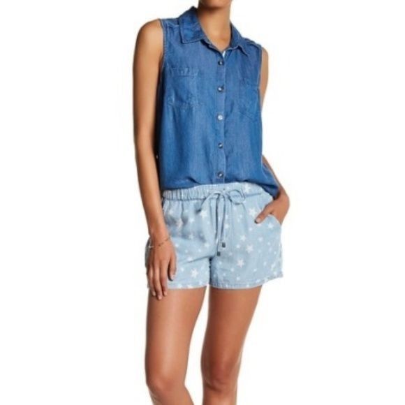 Splendid Splendid Star Print Chambray Shorts Size 27" / US 4 / IT 40 - 1 Thumbnail