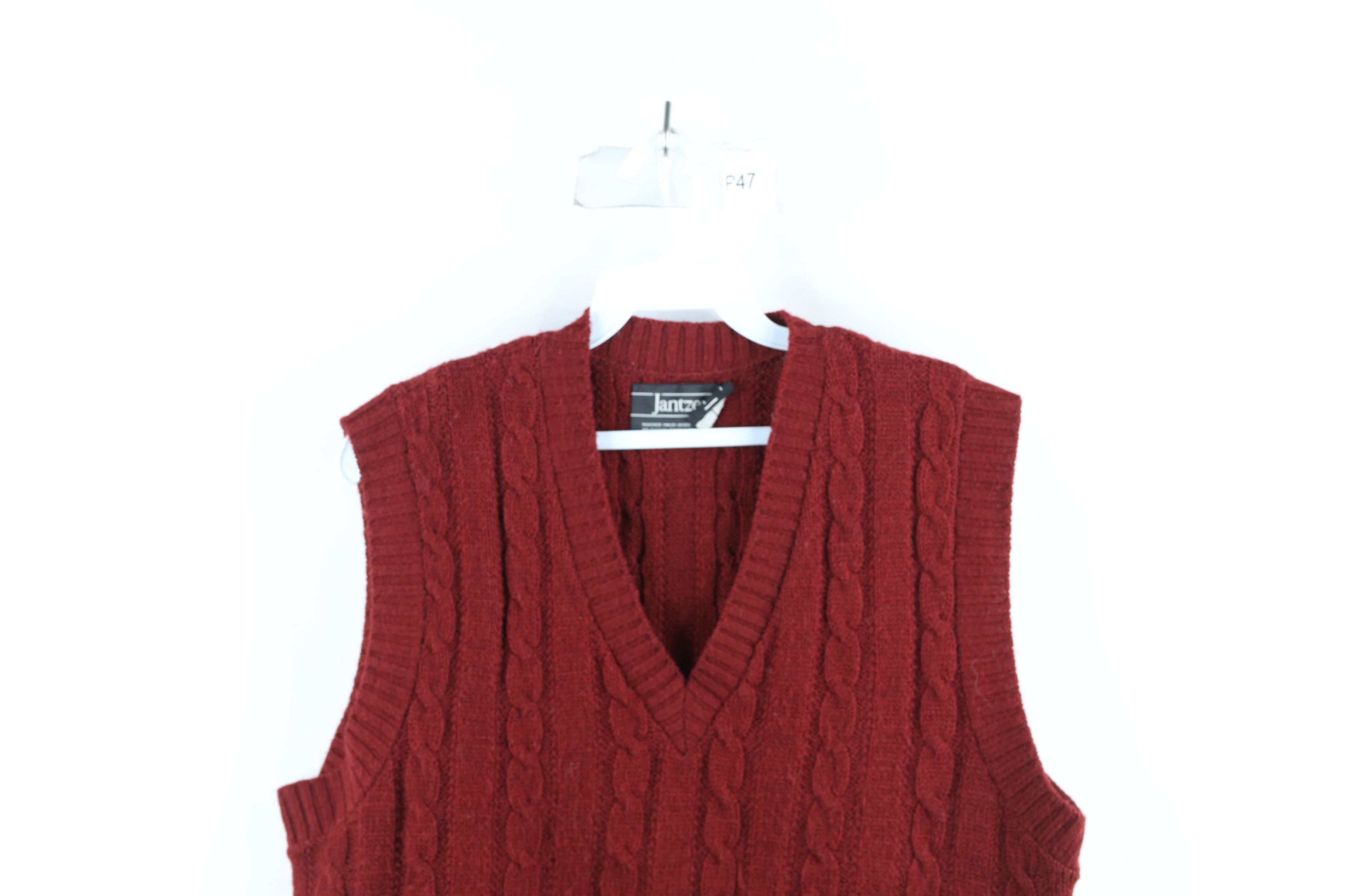 Vintage Vintage 60s 70s Streetwear Knit V-Neck Sweater Vest Red USA Size US L / EU 52-54 / 3 - 2 Thumbnail