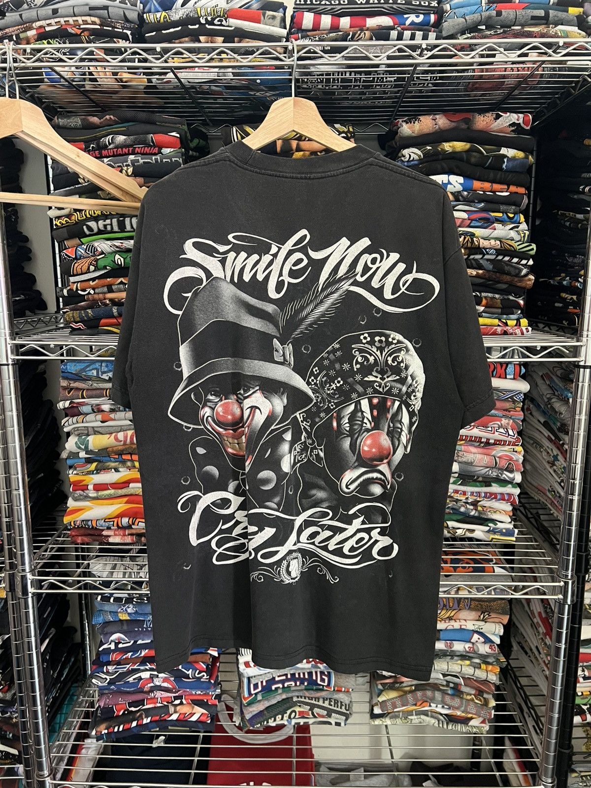 Homies 2000s Cholos Smile Now Cry Later Untamed Clowns Chicano Tee Size US XL / EU 56 / 4 - 1 Thumbnail