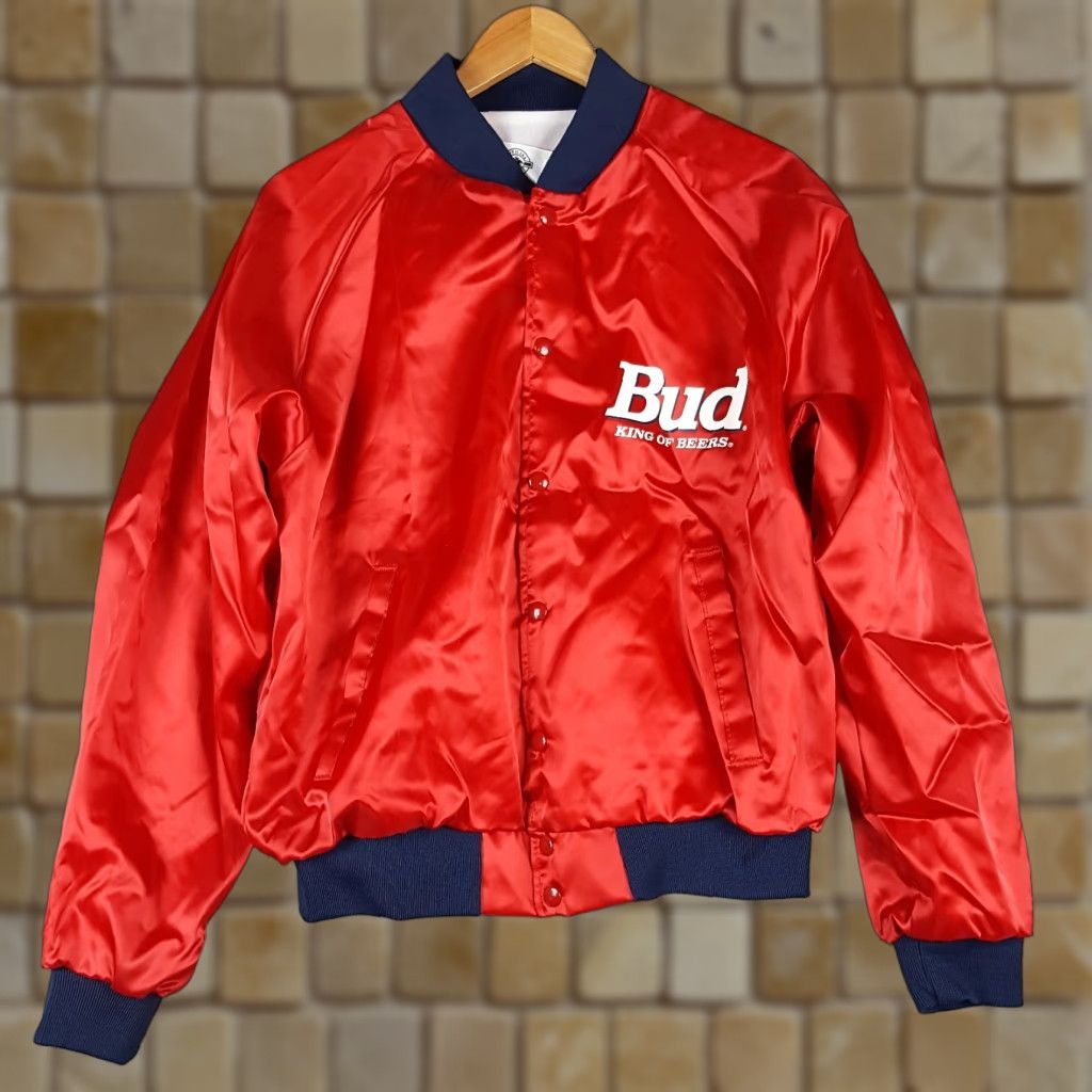 Budweiser VINTAGE Budweiser Bud Racing Satin Men's Size Large Varsity Bomber Jacket Size US L / EU 52-54 / 3 - 1 Thumbnail