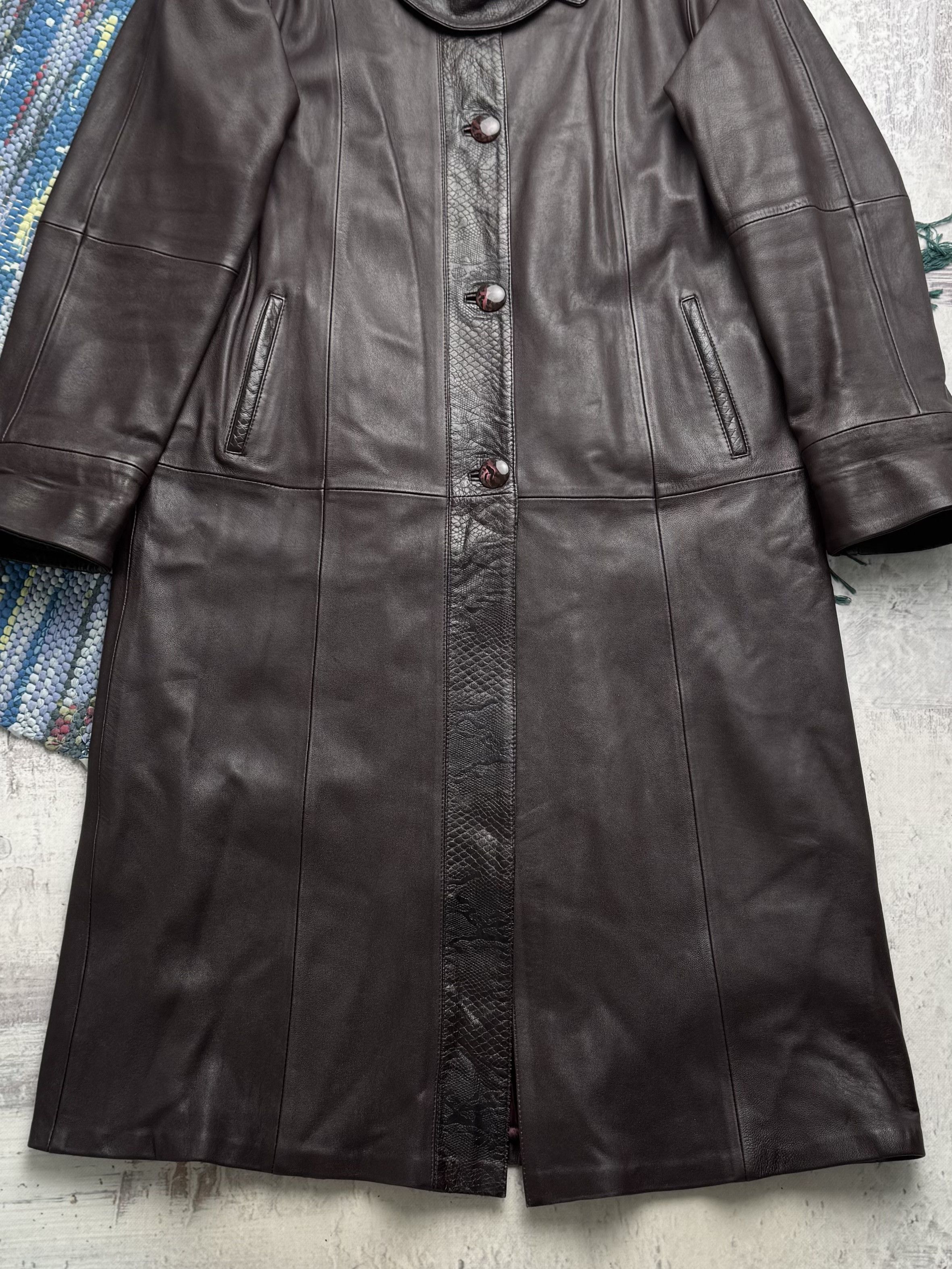 Vintage Vintage Long Leather Coat A8(V1)D15 Size L / US 10 / IT 46 - 3 Thumbnail