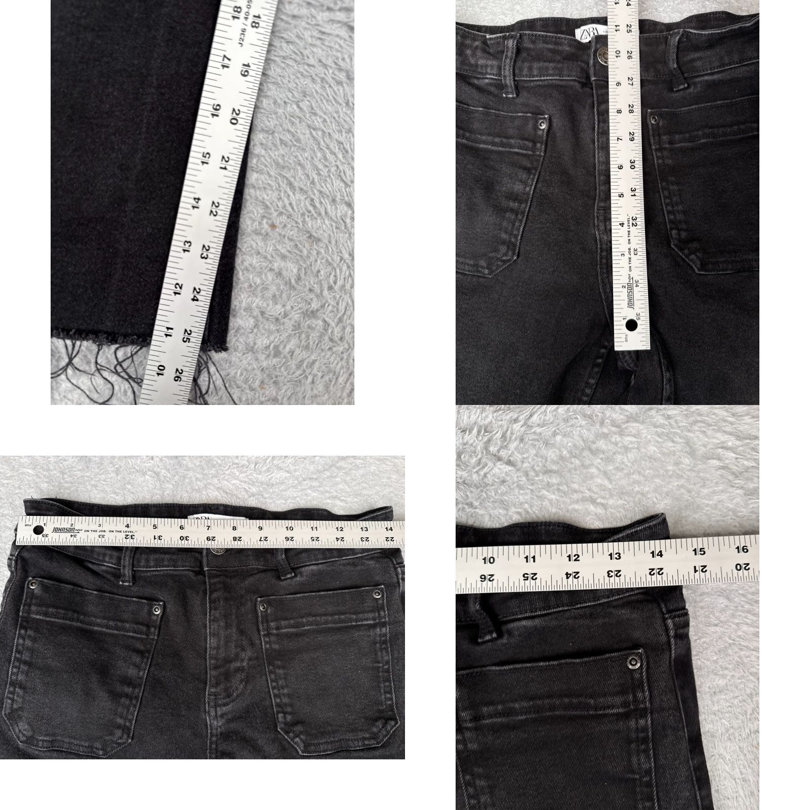 Zara Zara Jeans Women 8 Black Denim Wide Bootcut High Rise Cotton Blend Raw Hem 28x26 Jeans Womens 90s Retro Distressed Pockets Logo 5-Pocket Size 30" / US 8 / IT 44 - 8 Thumbnail