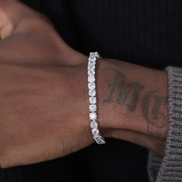 Jewelry Diamond Ice Bracelet Link Jewelry Chrome Casual Chain Cuff Size ONE SIZE - 5 Thumbnail