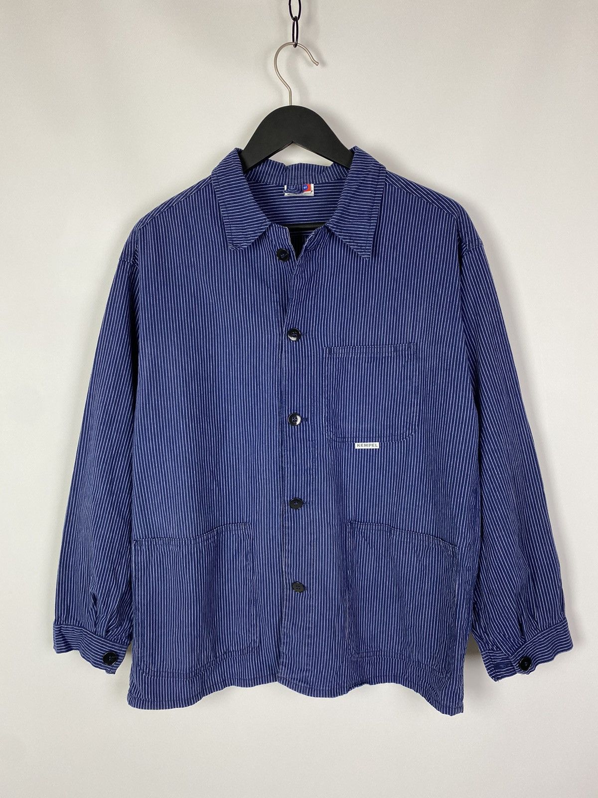 Vintage 90s Vintage Kempel Hickory Stripe Chore Work Over Shirt Size US S / EU 44-46 / 1 - 1 Thumbnail