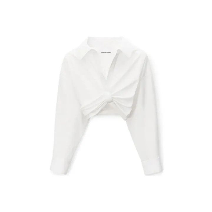 Alexander Wang Alexander Wang White V-Neck Cropped Top 0079 Size XS / US 0-2 / IT 36-38 - 1 Thumbnail