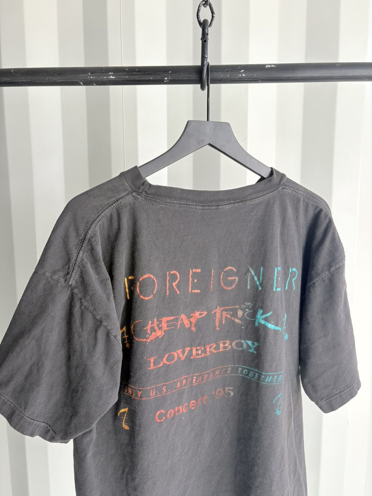 Band Tees Thrashed Foreigner Boxy Sun Faded Distressed ERD GRUNGE Size US XL / EU 56 / 4 - 6 Thumbnail