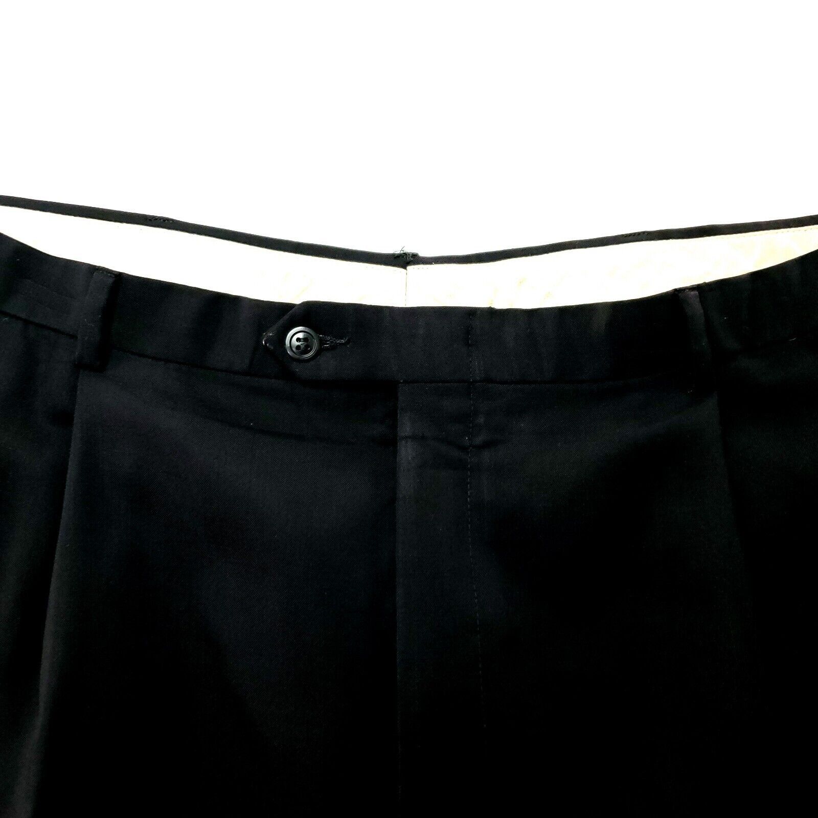 Hart Schaffner Marx Hart Schaffner Marx Wool Dress Pants 36/29 Black Pleated Mid Size 36R - 2 Thumbnail