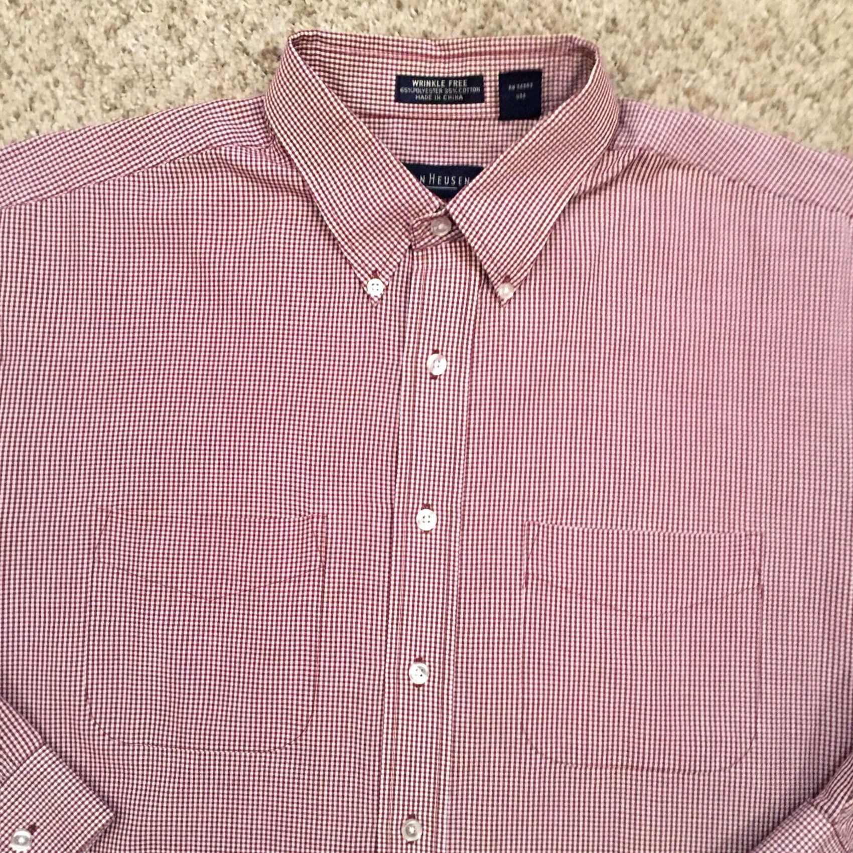 Van Heusen Van Heusen Shirt Mens Large Red Check Long Sleeve Button-Down Size US L / EU 52-54 / 3 - 3 Thumbnail