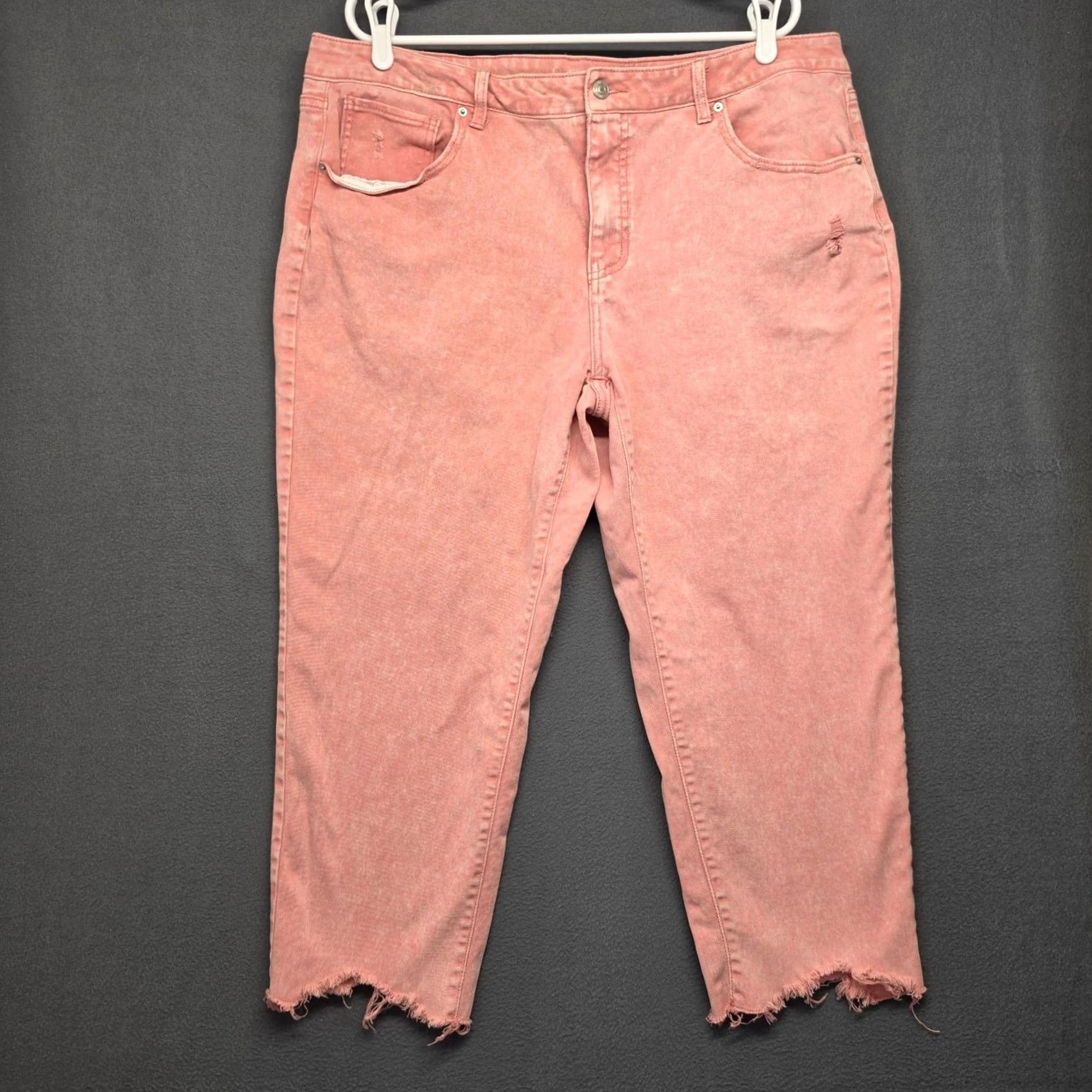 Vintage Time and Tru Pink Raw Hem Cropped Jeans Womens Plus Size 20 Stretch Denim Pants Size 42" / US 20 - 2 Thumbnail
