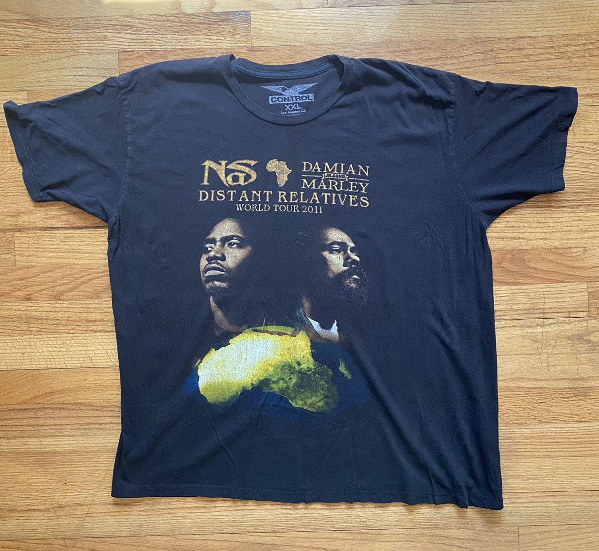 image of Control x Rap Tees Nas & Damien Marley Distant Relatives World Tour 2011 in Black, Men's (Size 2XL)