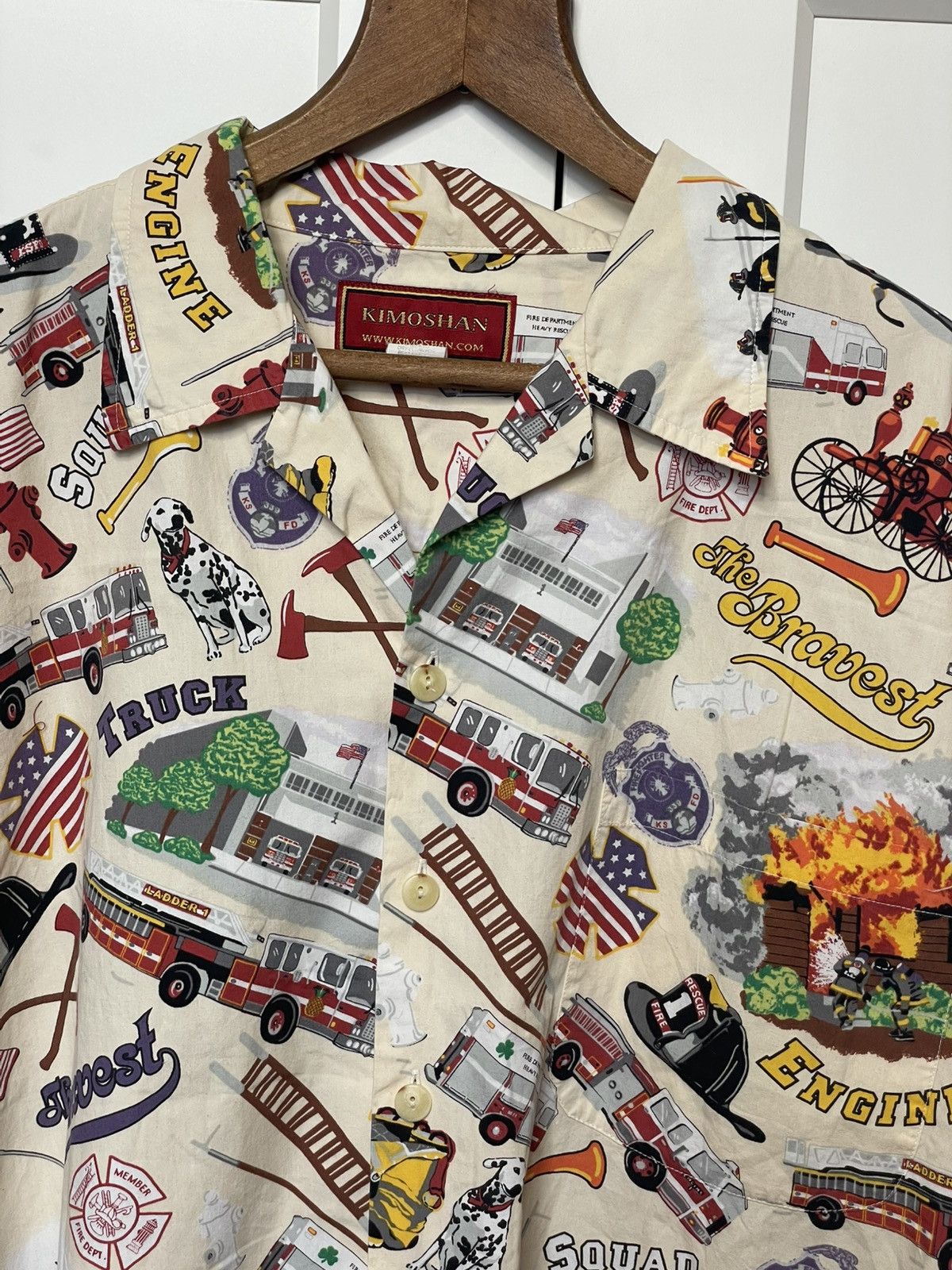 Vintage KIMOSHAN MEN’S FIREMAN COTTON BUTTON SHORT SLEEVE SHIRT Size US XL / EU 56 / 4 - 3 Thumbnail