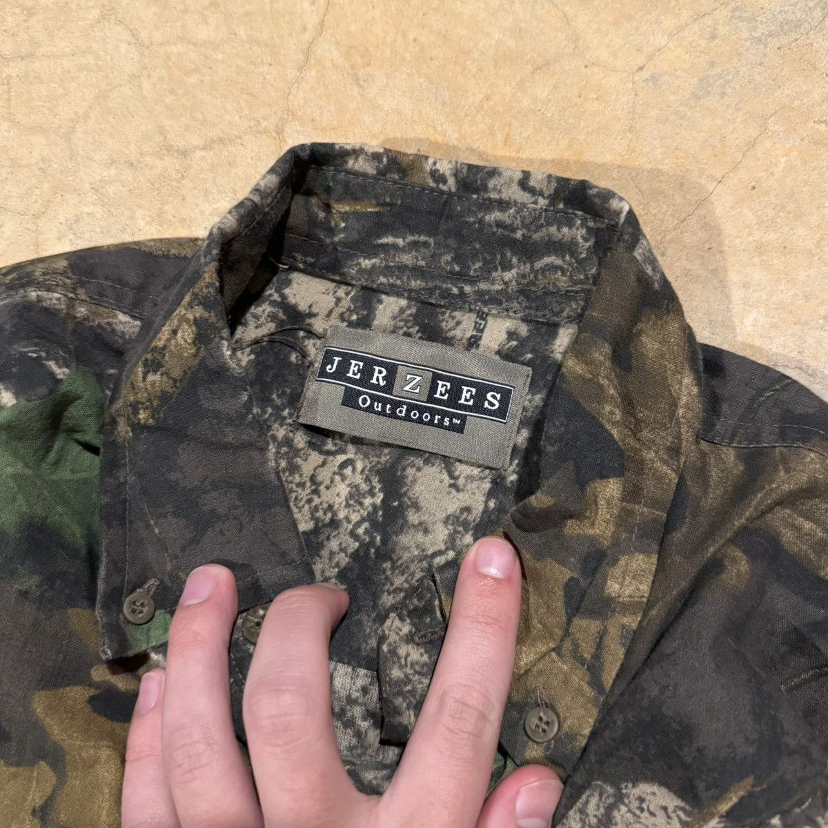 Vintage 1990s Jerzees Outdoors Woodland Camo Button Up Shirt ERD Size US L / EU 52-54 / 3 - 4 Thumbnail