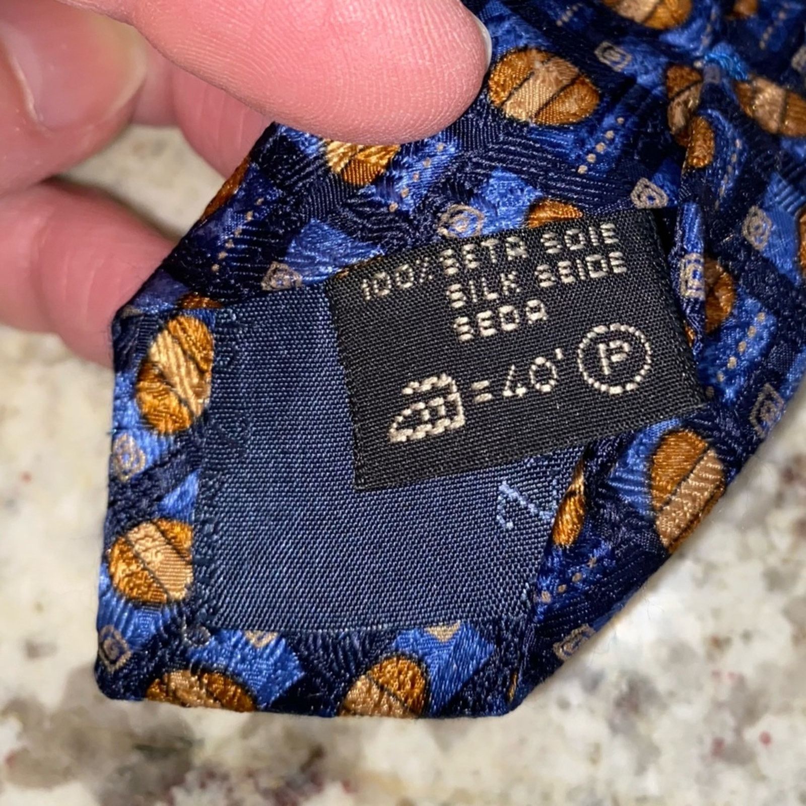 Ermenegildo Zegna ERMENEGILDO ZEGNA $210 Mens Blue Print Silk Necktie Tie EUC Size ONE SIZE - 8 Thumbnail
