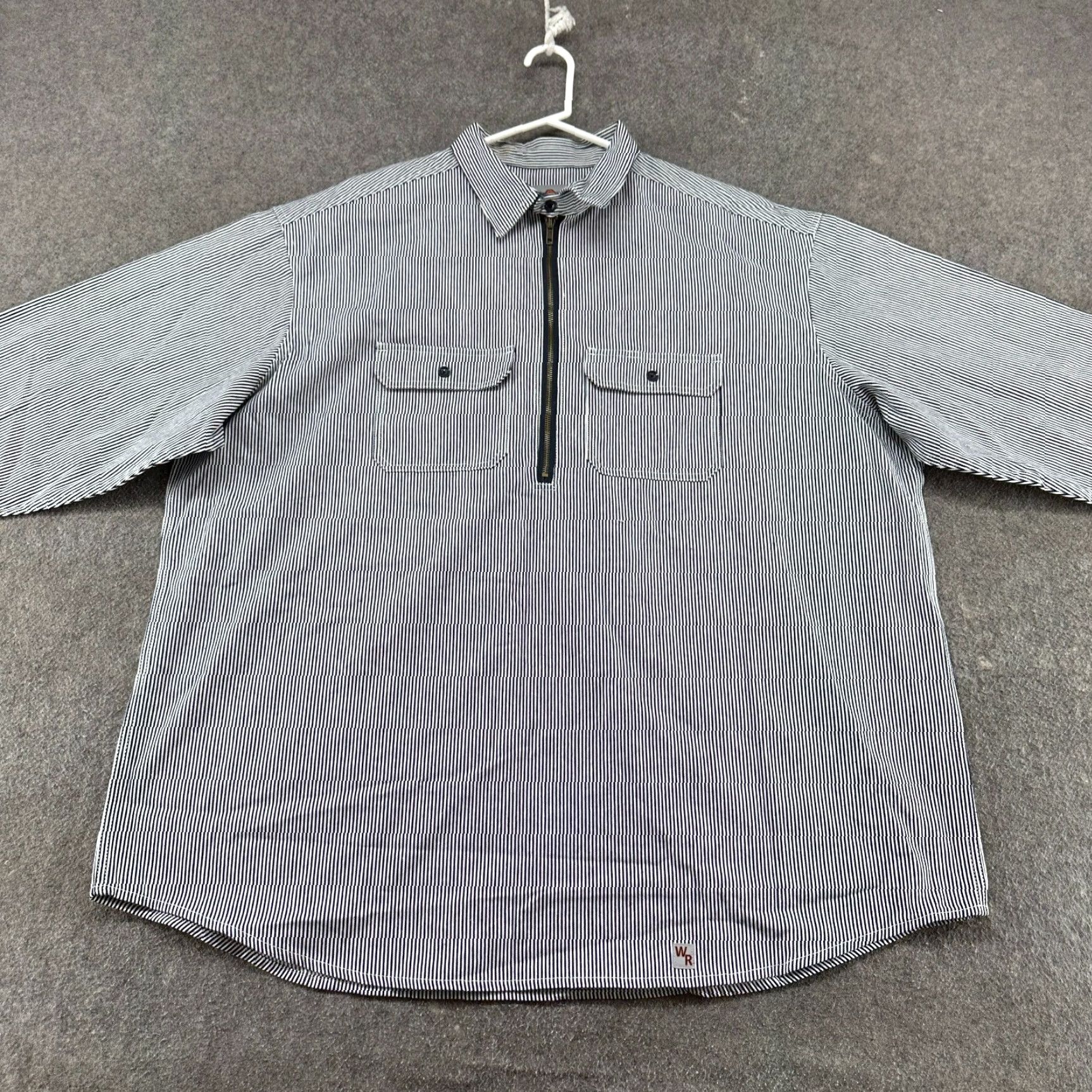 Vintage Work Ready Shirt Mens 3XL Blue White 1/4 Zip Long Sleeve Hickory Stripe Railroad Size US XXL / EU 58 / 5 - 3 Thumbnail