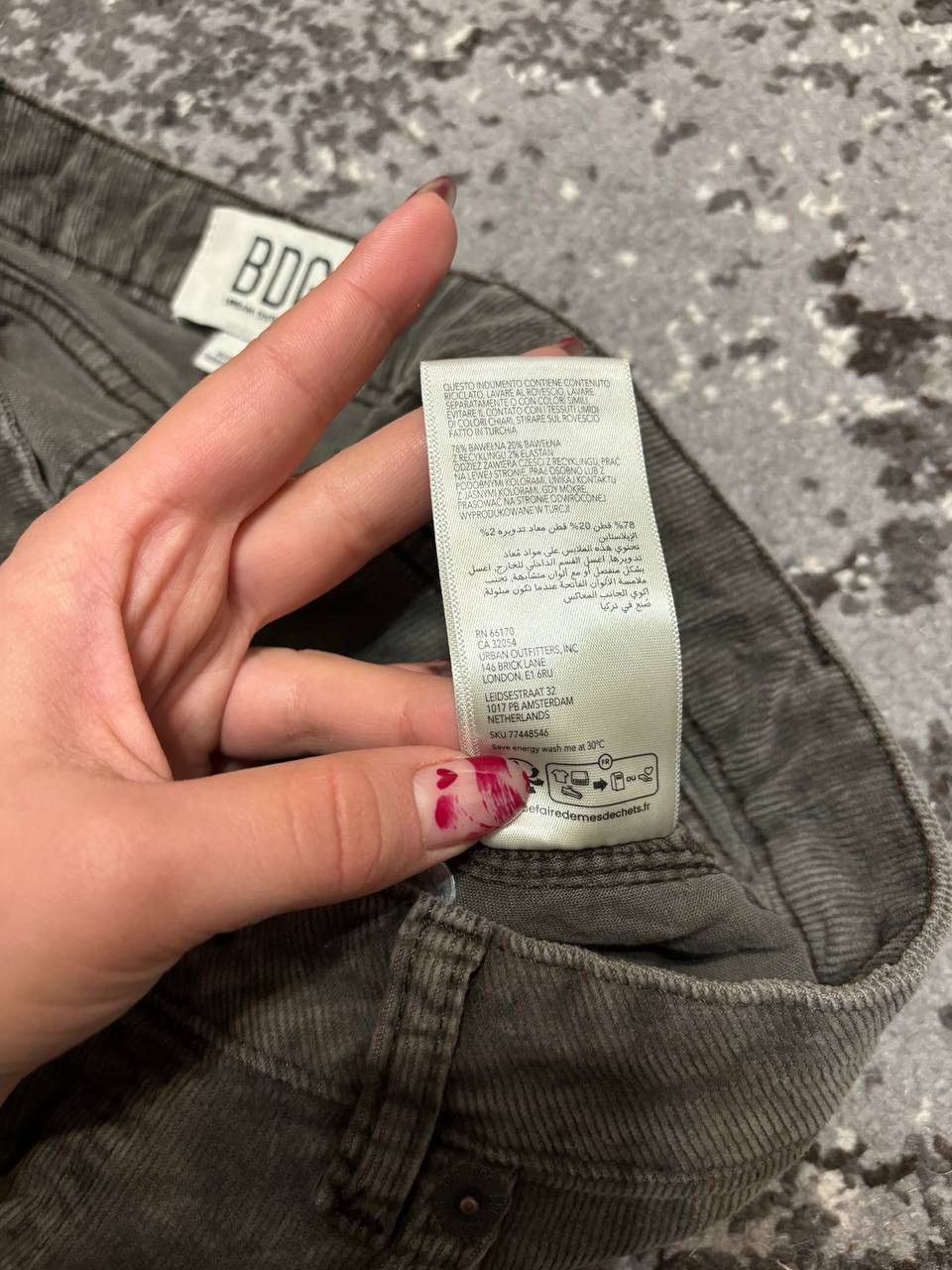 Bdg × Japanese Brand BDG Urban Outfitters High Waisted Grey Corduroy Y2K Skirt Size 23" - 5 Thumbnail