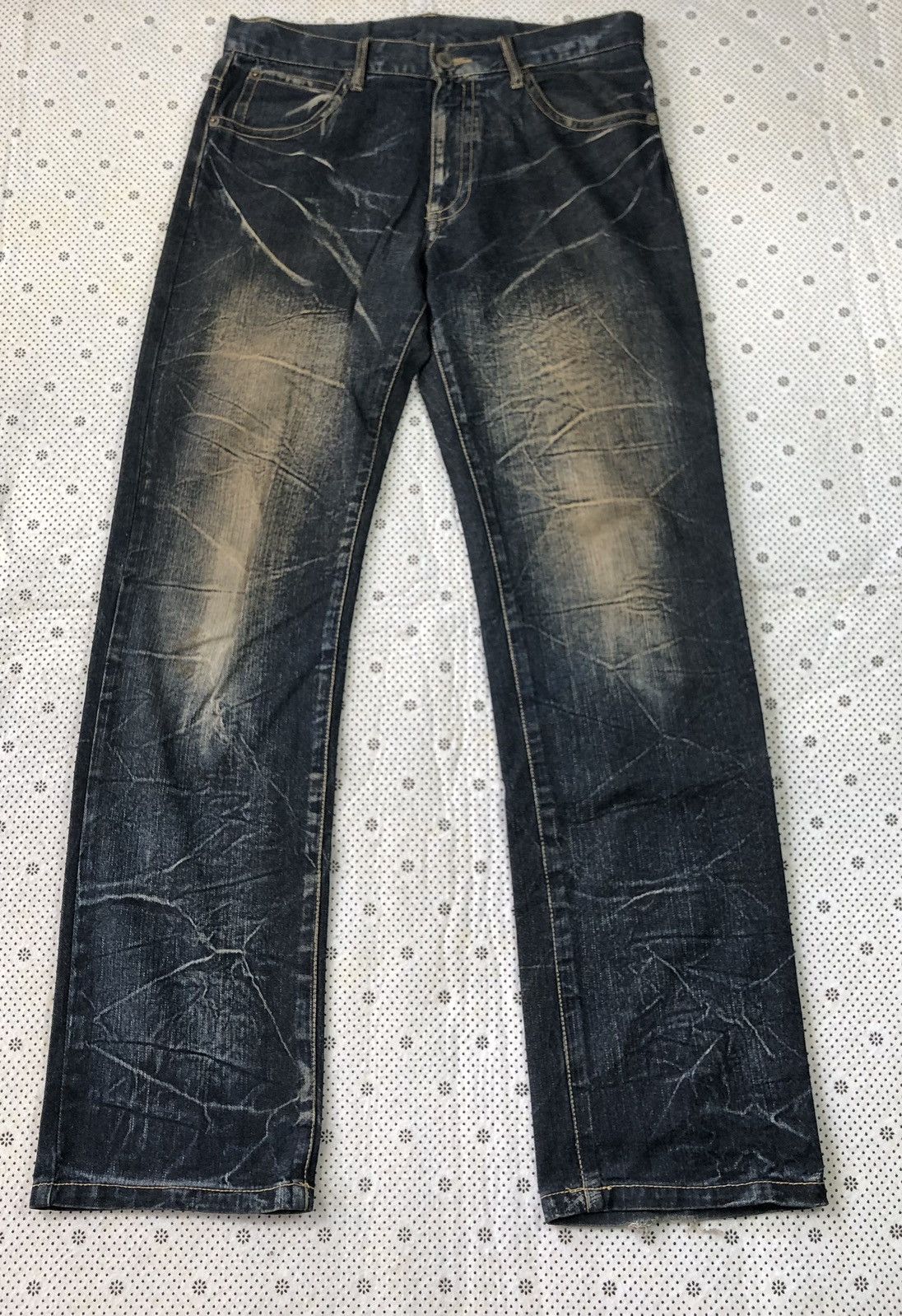 image of Distressed Denim x Hysteric Glamour X High Quality Flared Jeans in Dark Aqua (Size 33)