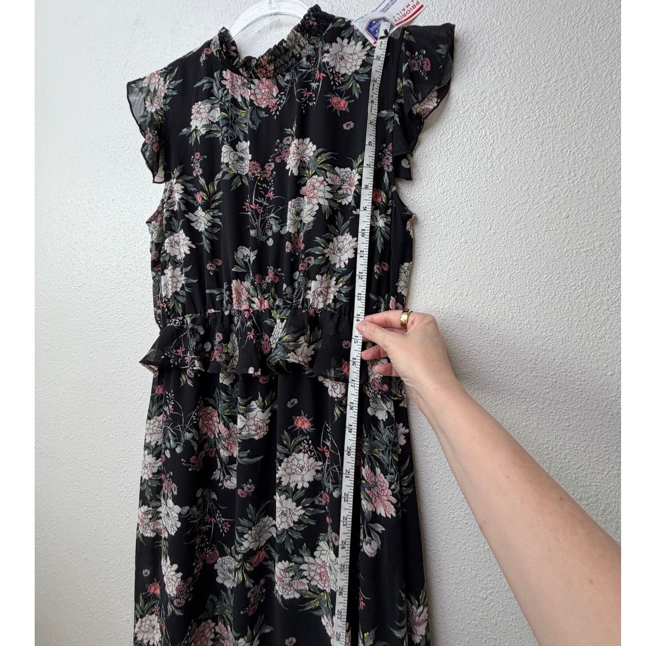 Other Laissez Faire Floral Midi Smocked Neck Ruffle Sleeveless Size S / US 4 / IT 40 - 14 Thumbnail