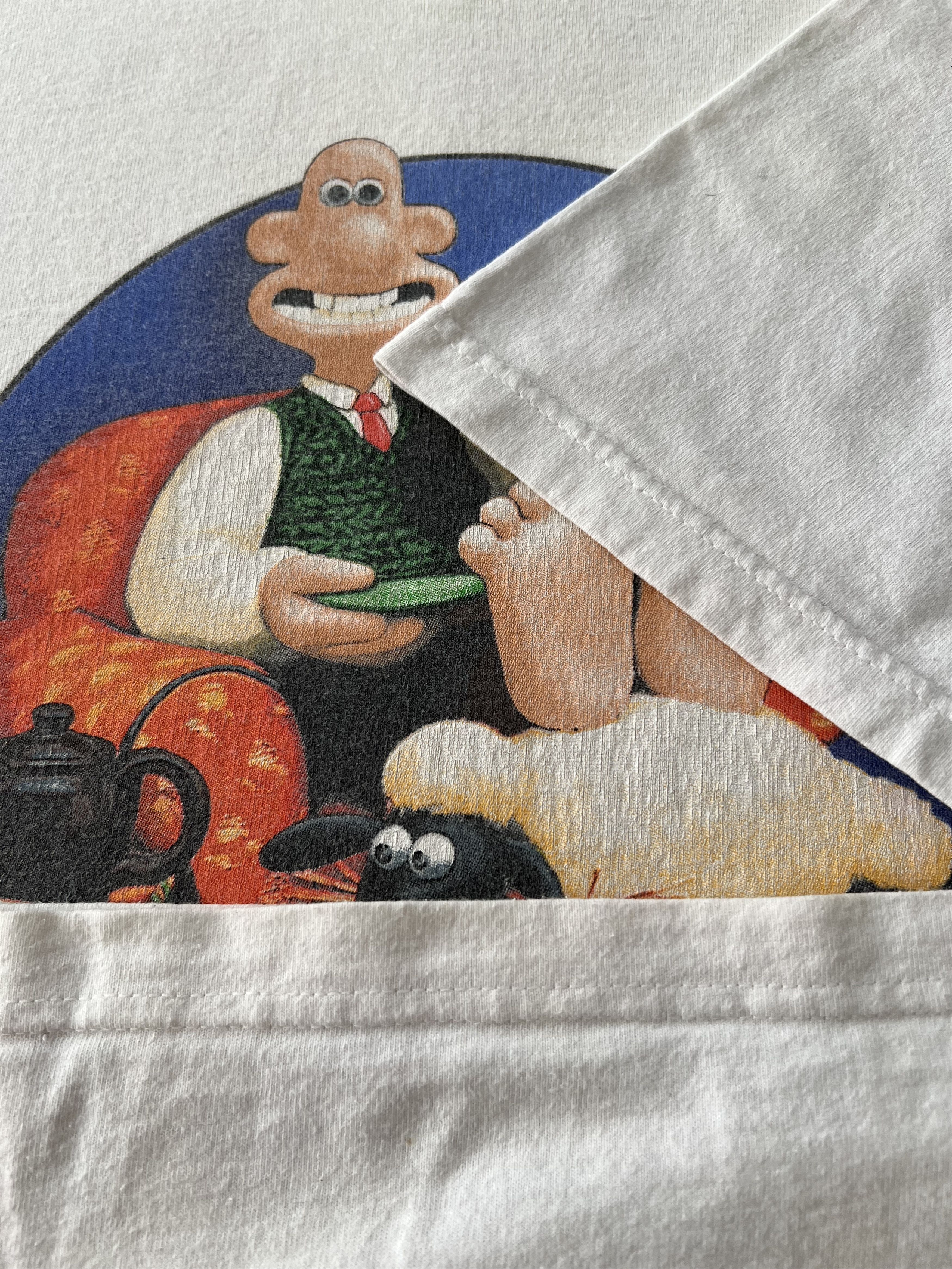 Cartoon Network Vintage 1989 Wallace and Gromit Cartoon BBC White T-shirt Size US XL / EU 56 / 4 - 6 Thumbnail
