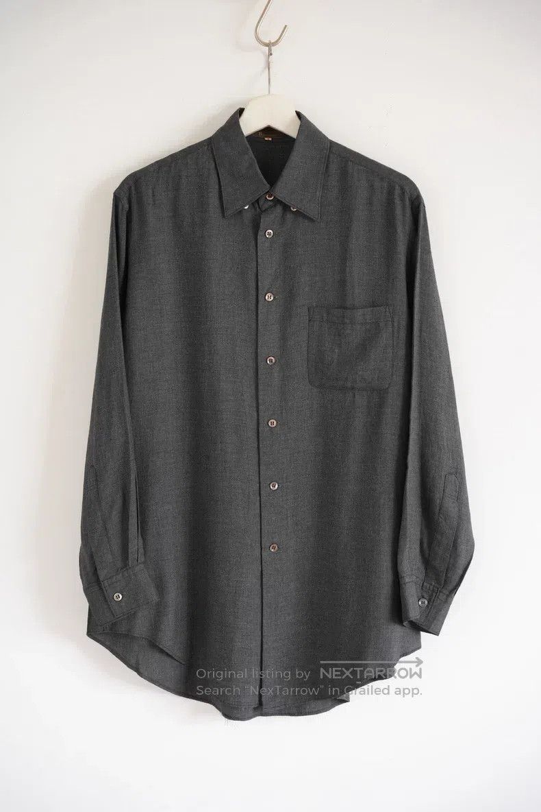 Yohji Yamamoto YOHJI YAMAMOTO Artificial Silk Collar Button Grey Shirt Size US M / EU 48-50 / 2 - 1 Thumbnail