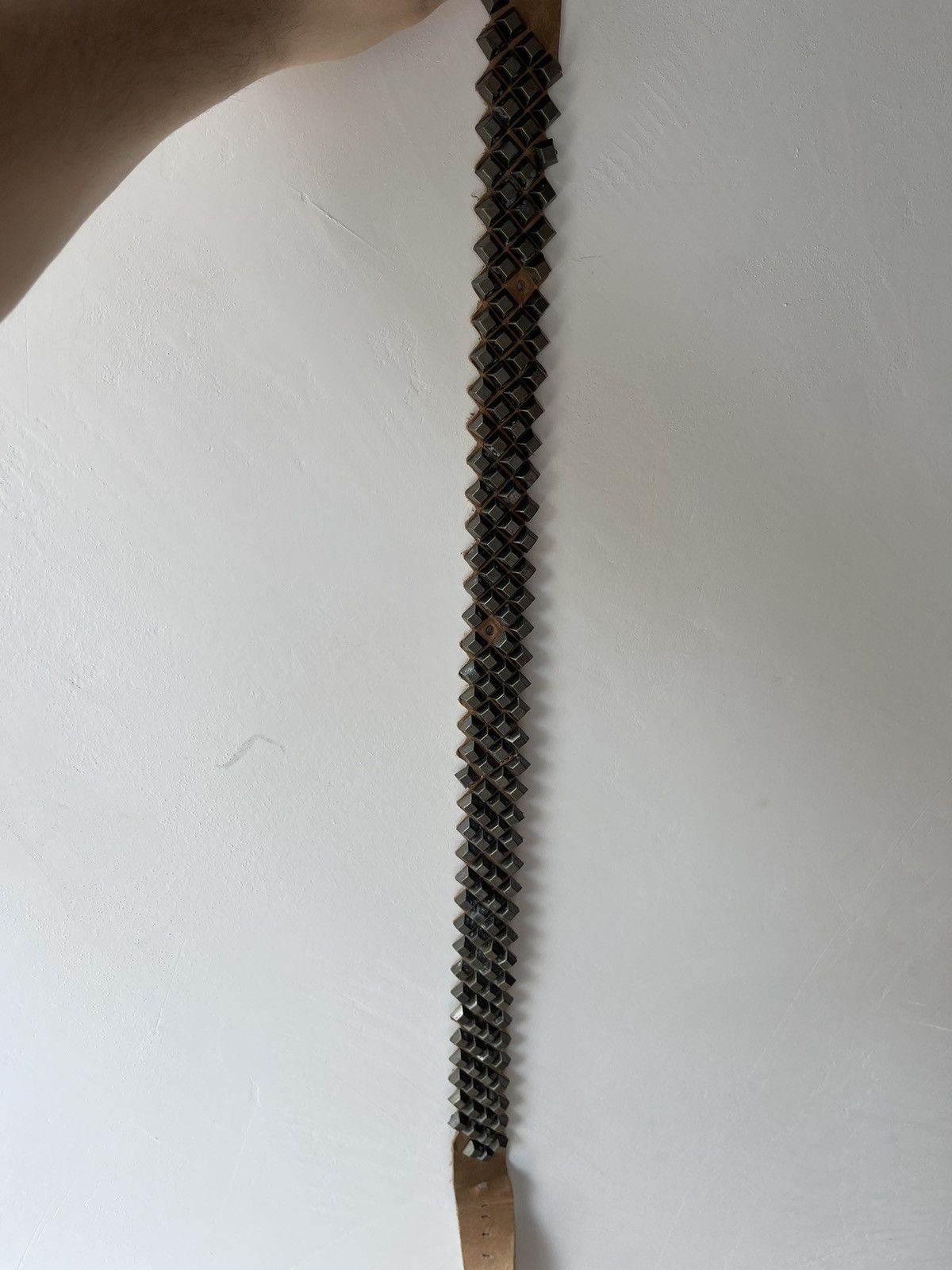Marithe + Francois Girbaud Marithe Francois Girbaud Pyramid Stud Leather Belt Brown Size ONE SIZE - 7 Thumbnail