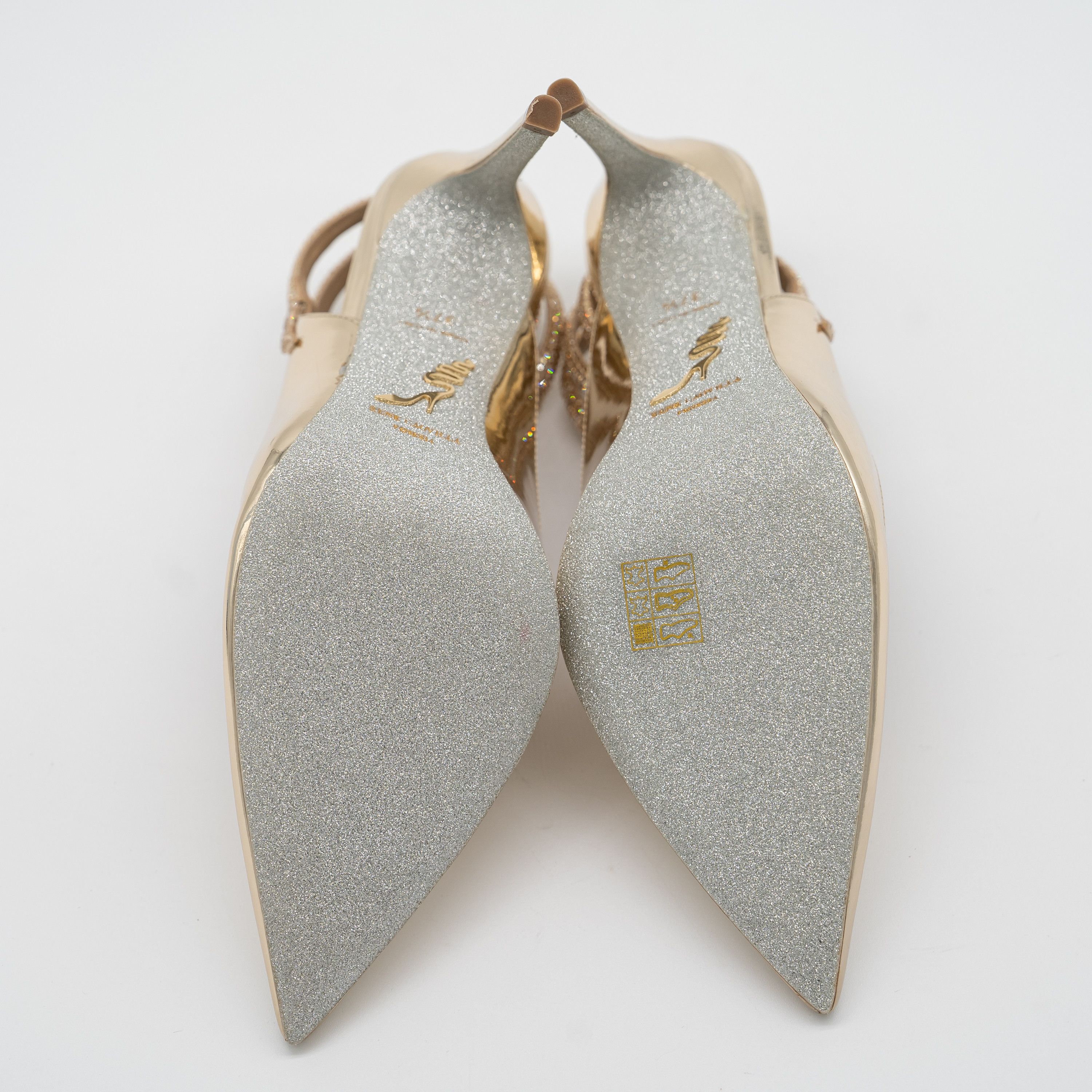 Rene Caovilla 37.5 Rene Caovilla Cleo Gold Sandals Heels 105 Leather Size US 7.5 / IT 37.5 - 5 Thumbnail