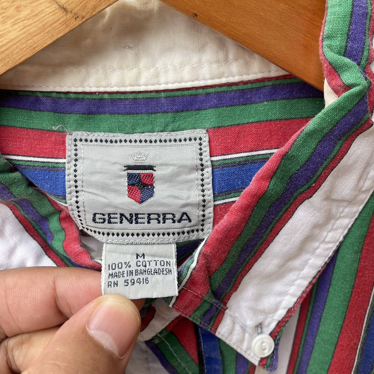 Japanese Brand × Vintage 🔥🇯🇵Generra Double Pocket Striped Multicolour Buttons Up Shirt Size US L / EU 52-54 / 3 - 9 Thumbnail