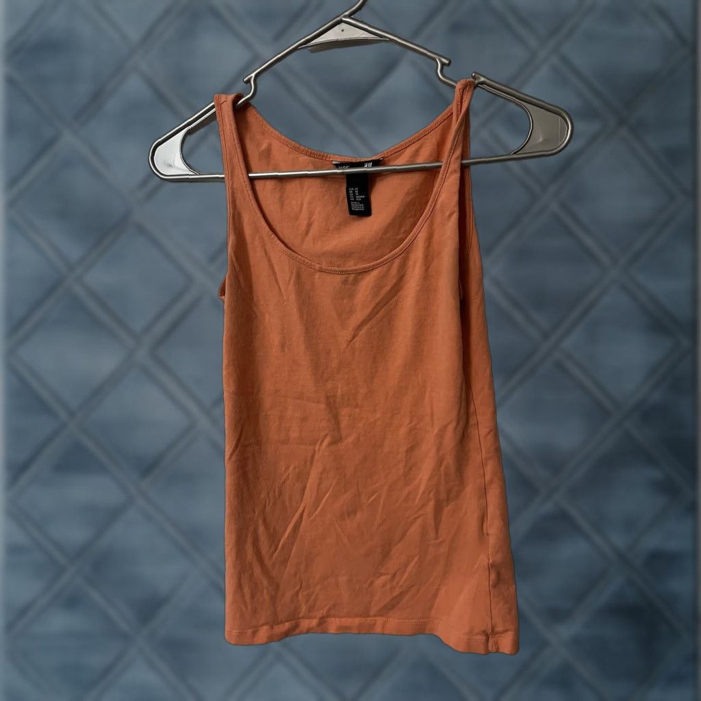 H&M H&M Basic Tank XS Orange Solid Women Tank Cotton,modal Sleeveless Camisole Shirt Top Buds Size XS / US 0-2 / IT 36-38 - 1 Thumbnail