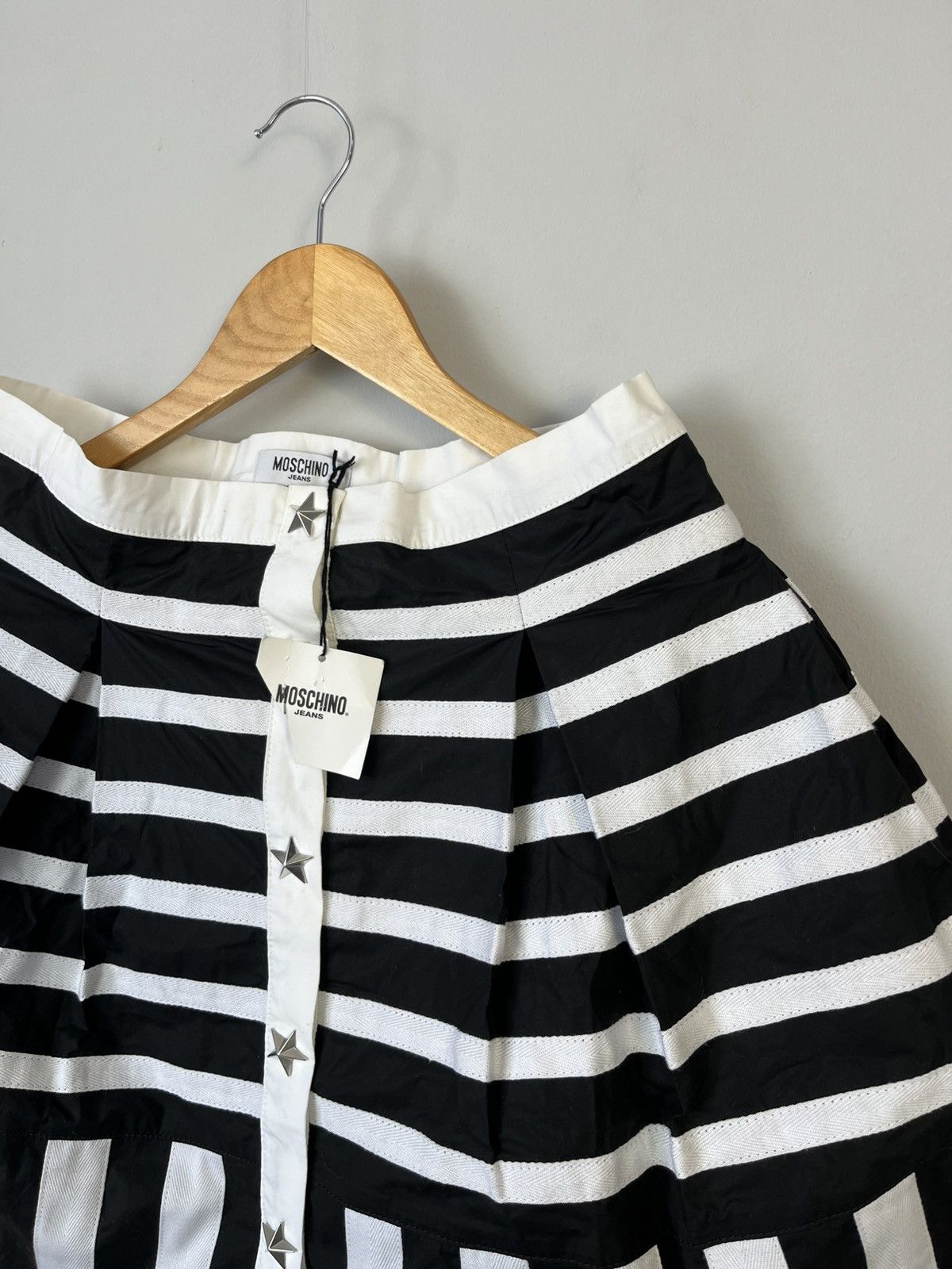 Moschino Moschino Luxury Striped Star Button Cotton Skirt Size 28" / US 6 / IT 42 - 3 Thumbnail