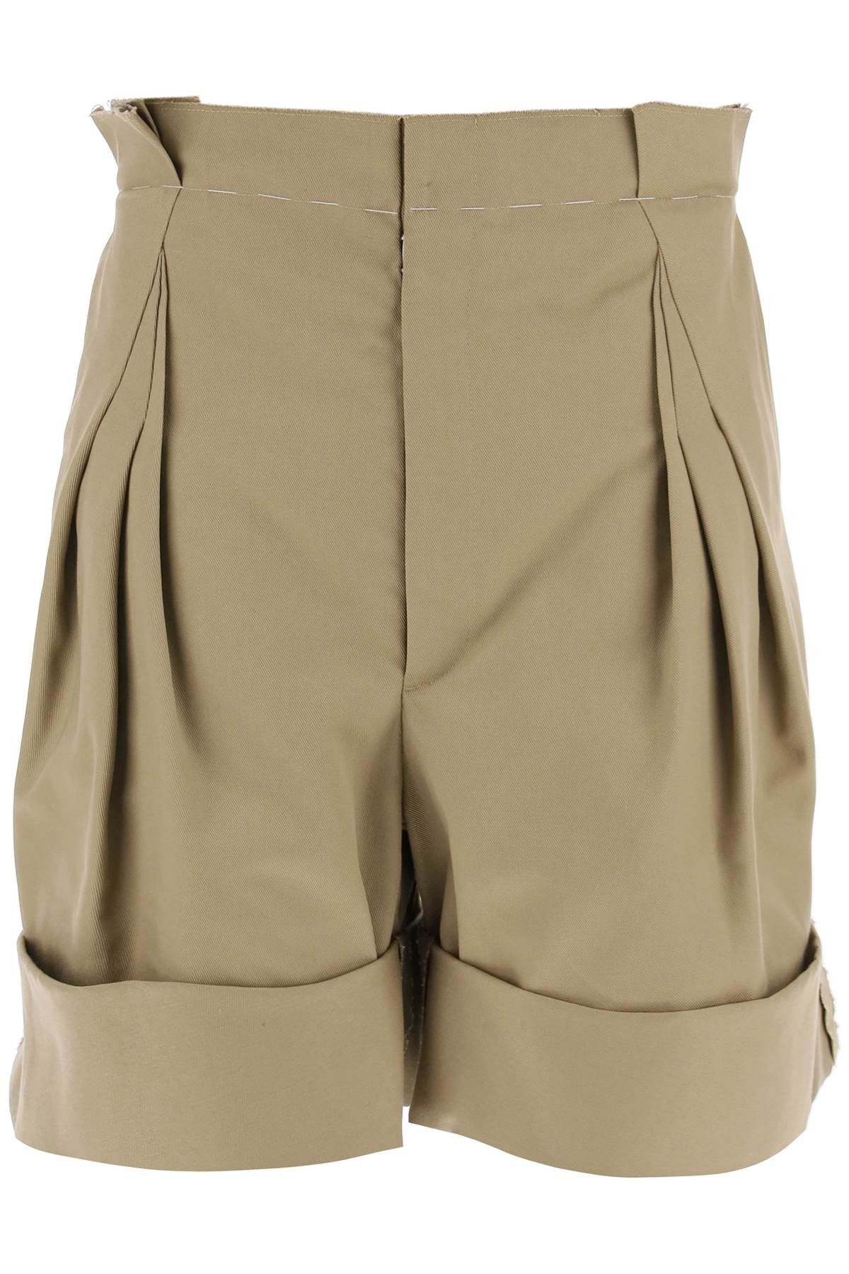 image of Maison Margiela Wide-Legged Chino Bermuda Shorts With in Beige, Women's (Size 36)