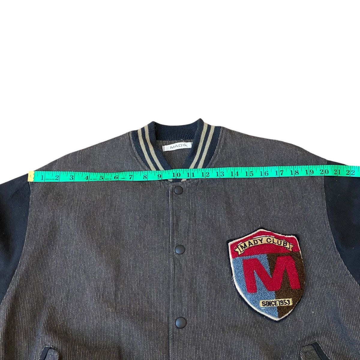 Japanese Brand Vintage Mady Club Varsity Jacket L Size Grey/Black Colour Size US L / EU 52-54 / 3 - 17 Thumbnail