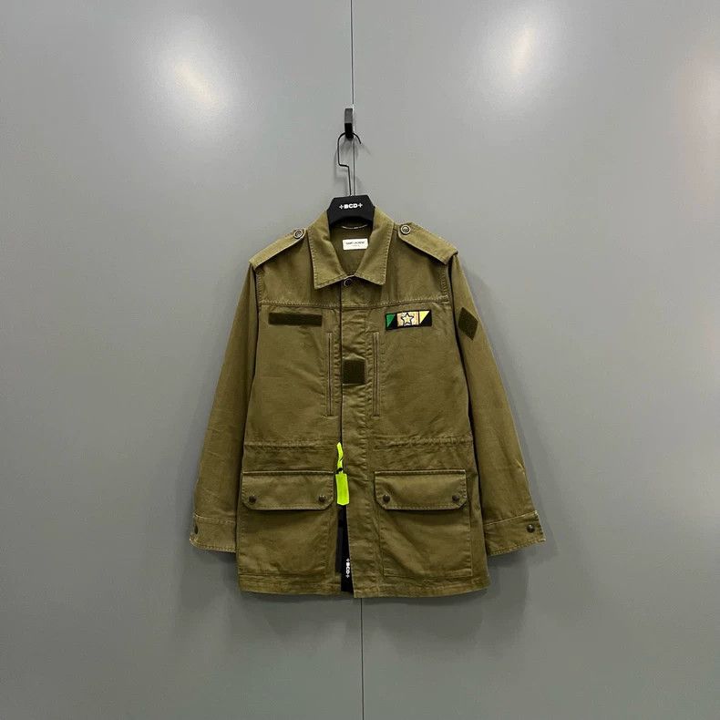 Saint Laurent Paris Saint Laurent Green Logo Embroidered Jacket Size US L / EU 52-54 / 3 - 1 Thumbnail
